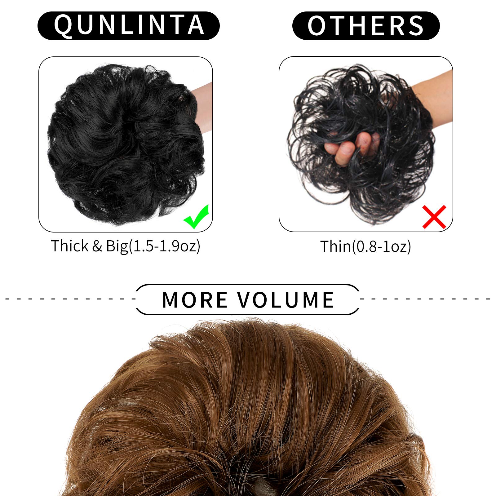 Messy Bun Hair Piece - Thick Updo Scrunchies & Hair Extensions for Women & Girls (Light Auburn) - Perfect for Casual, Work & Special Occasions
