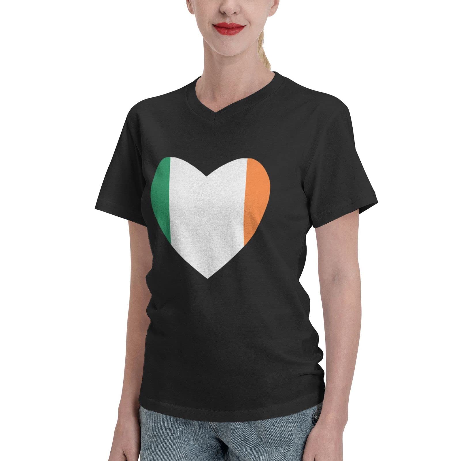 Irish Flag Heart Print Women's Casual Short Sleeve T-Shirt - St. Patrick's Day, Irish Pride & Everyday Comfort Wear