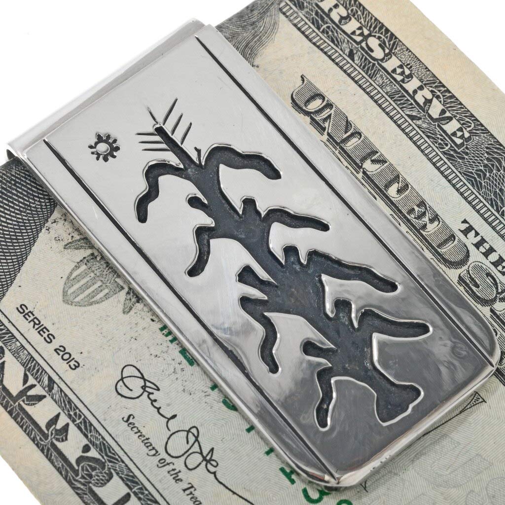 Authentic Navajo Overlaid Silver Money Clip with Traditional Cornstalk Pattern - Handmade Native American Wallet Accessory for Men | Perfect for Gifts, Collectors, and Everyday Use