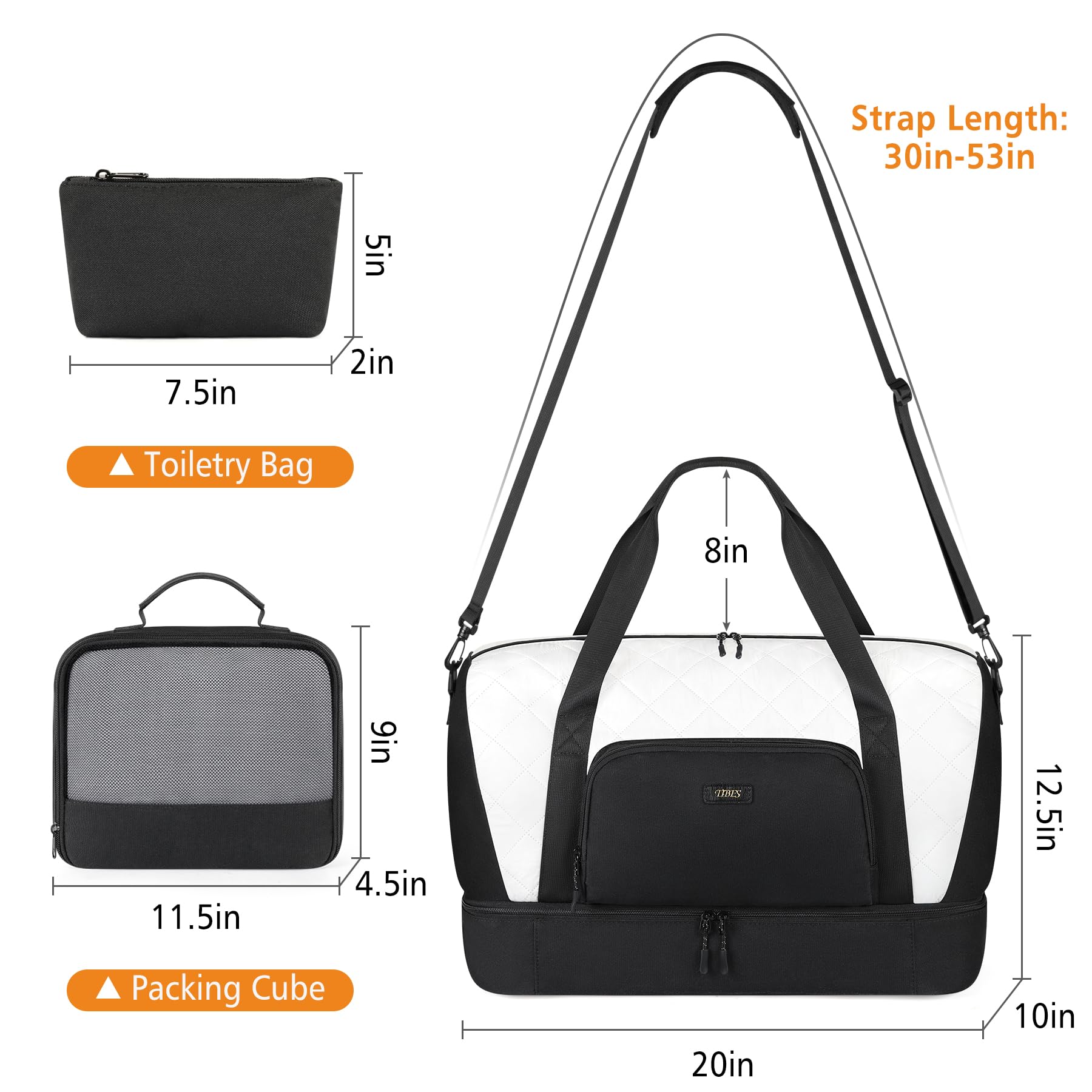 Stylish Women's Travel Weekender Bag with Shoe Compartment - 21