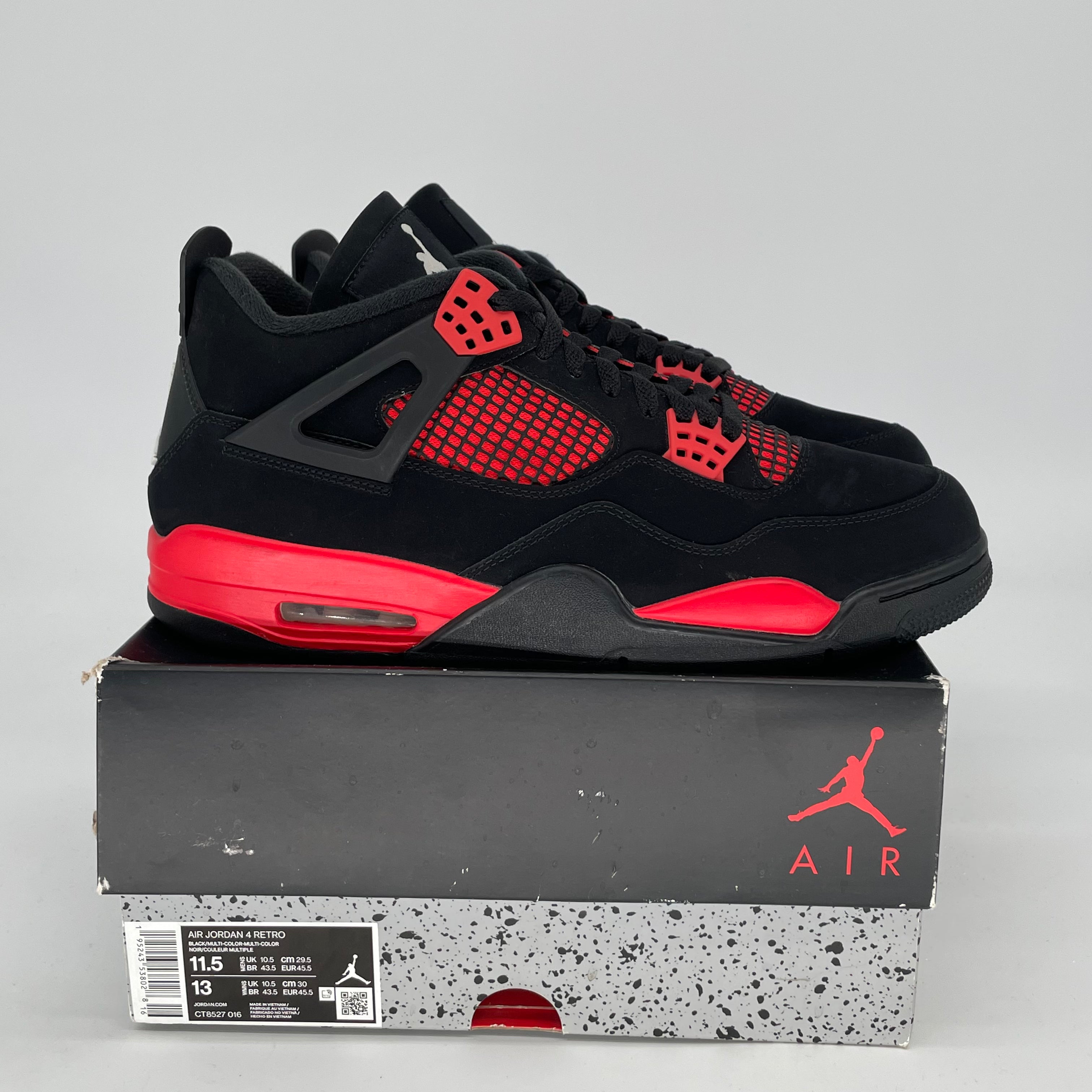AIR JORDAN 4 Red Thunder Basketball Shoes - Men's Size 11.5/Women's Size 13 (CT8527-016) | Retro Sneakers for Running, Gym & Streetwear Fashion