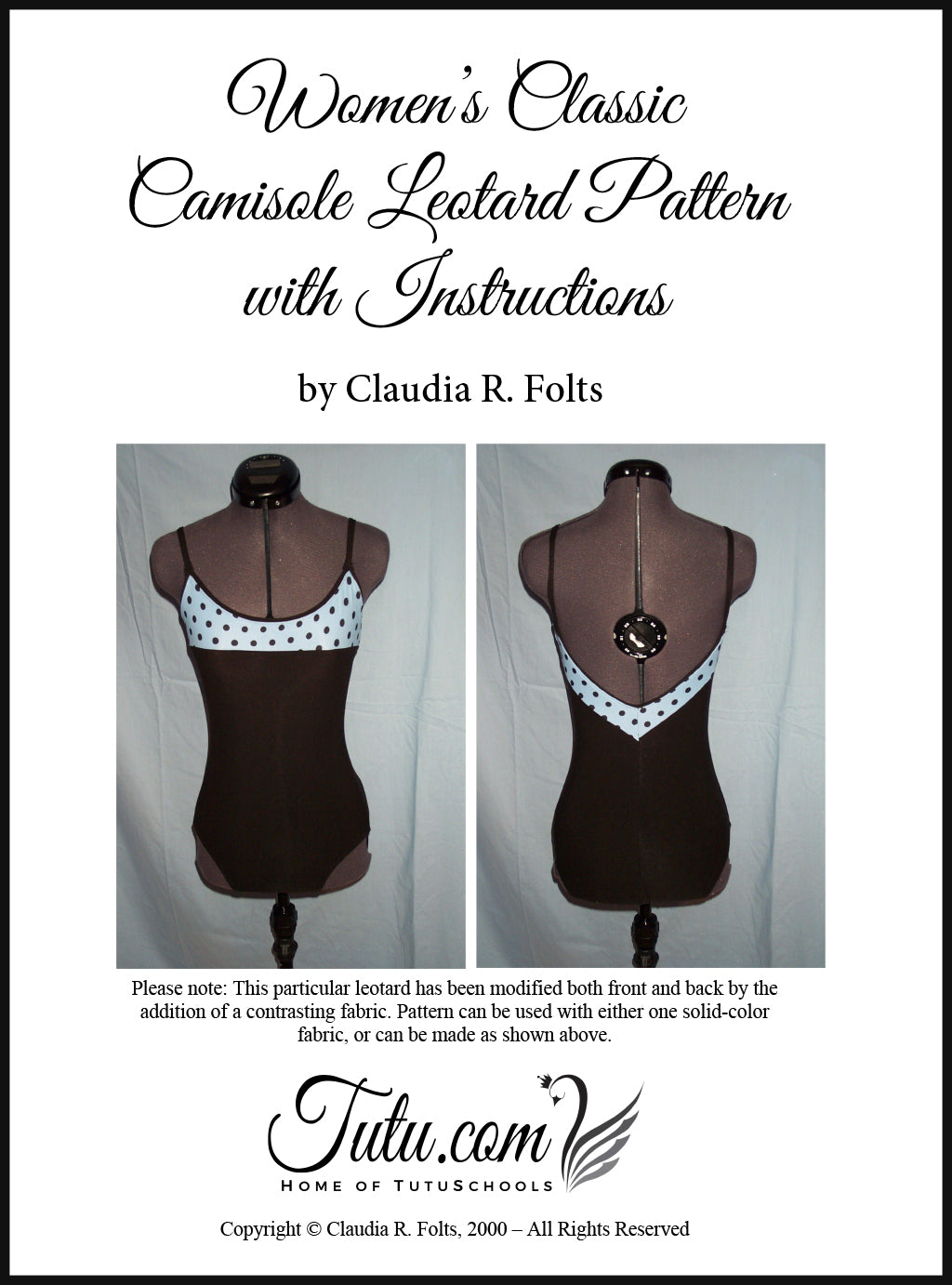 Classic Camisole Leotard Sewing Pattern PDF Download - Ballet, Dance & Gymnastics Wear DIY Project for Women & Girls