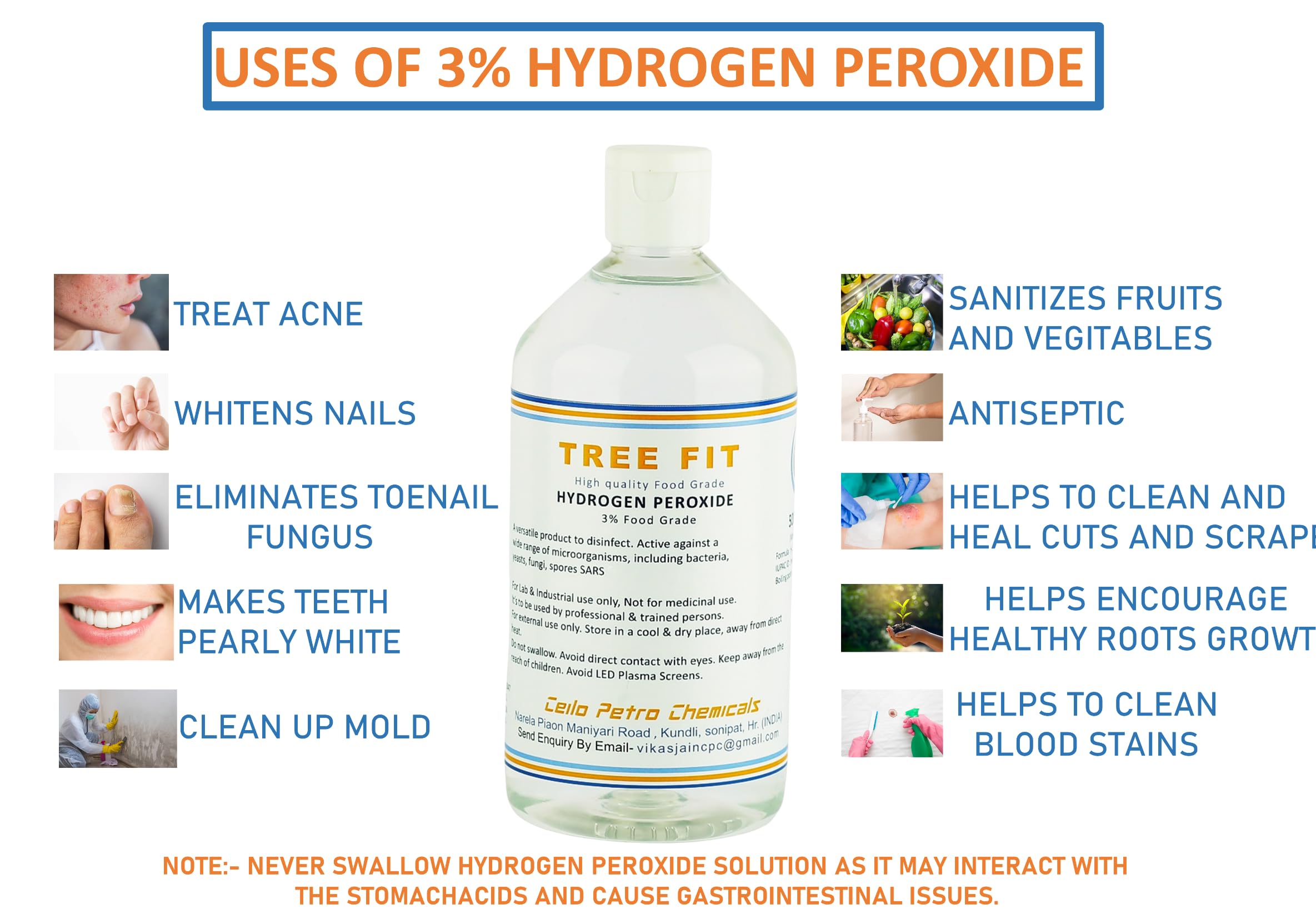 **Tree Fit 3% Food Grade Hydrogen Peroxide for Plants - Multi-Purpose Disinfectant & Cleaner (250ml x 2 Pack, 500ml Total) - Ideal for Gardening, First Aid & Household Sanitizing**