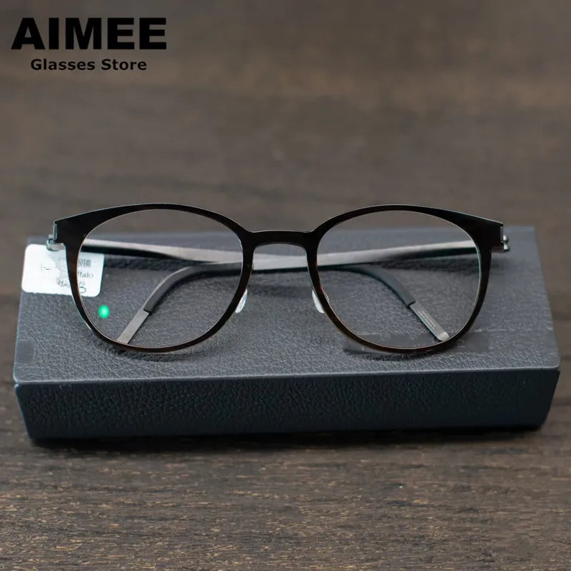 Unisex Full Rim Oval Square Titanium Acetate Eyeglasses Frame 48181 - Lightweight Durable Glasses for Men & Women - Perfect for Reading, Work, and Everyday Wear