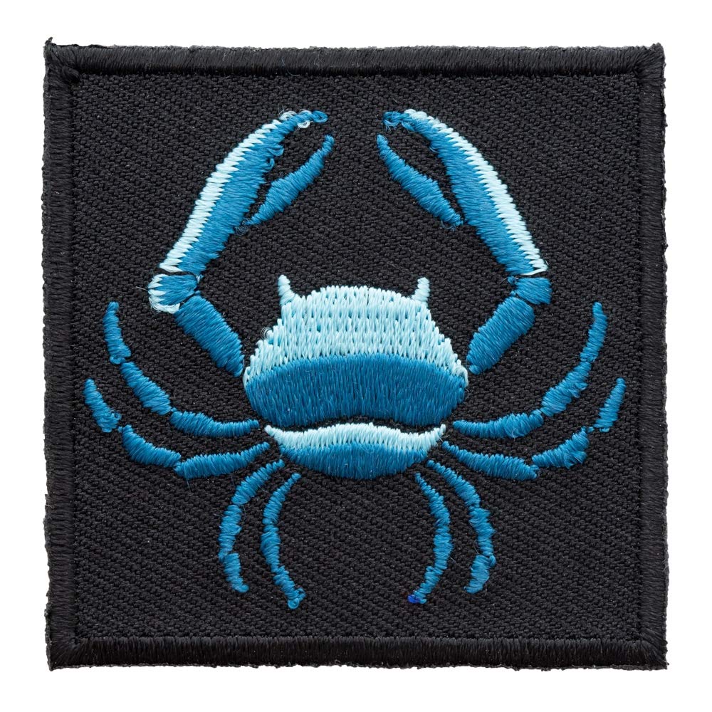 Zodiac Cancer Blue Crab Embroidered Iron-On Patch - Astrology Sign Sew On Badge for Jackets, Hats & Backpacks - Perfect for DIY Crafts & Cosplay Costumes
