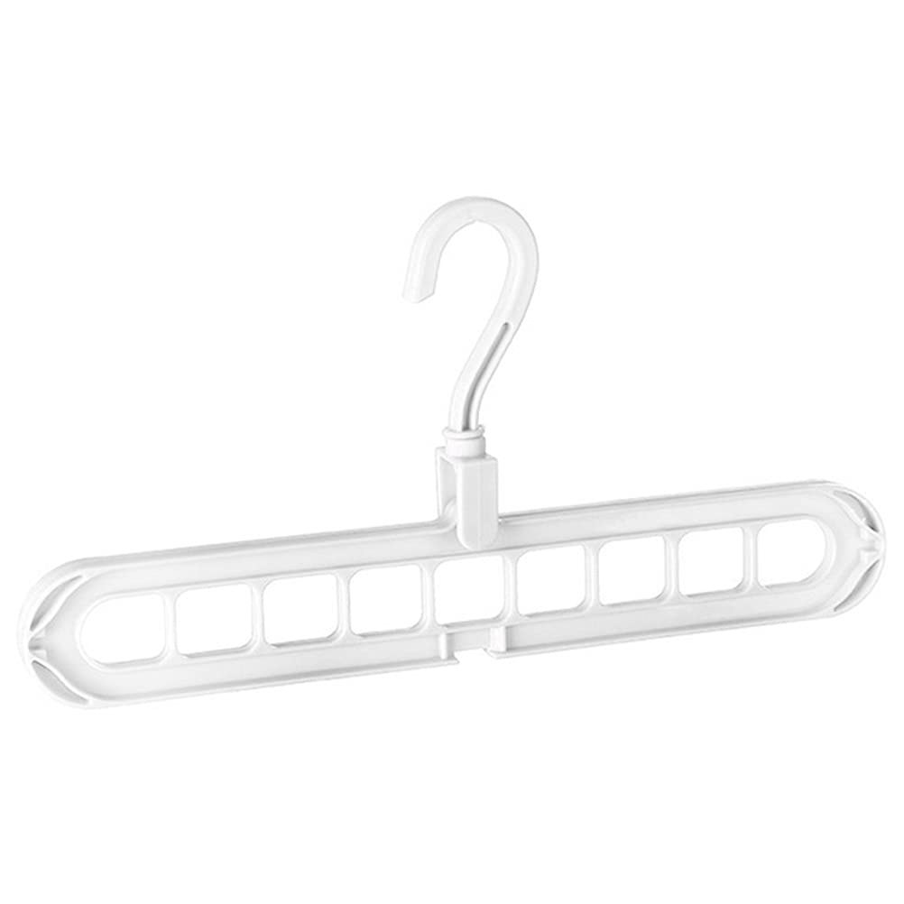 GSDNV 9-Hole Space Saving Clothes Hanger Organizer - Multi-Functional Folding Magic Hanger for Scarves, Ties & Clothing Storage (White, 1pc) - Perfect for Closet, Laundry Room & Travel