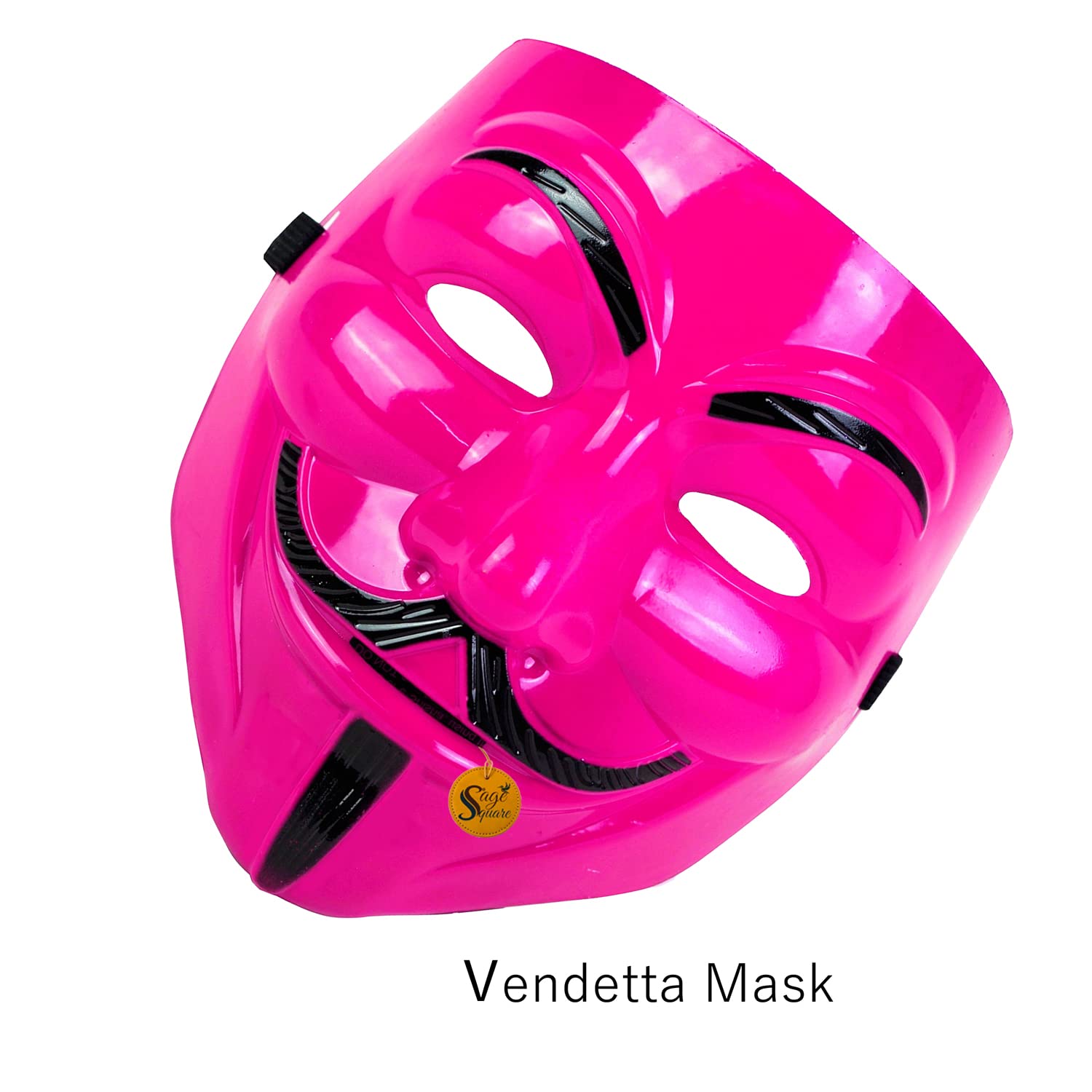 V for Vendetta Anonymous VIP Edition Sage Square Pink Face Mask Set of 3 - Perfect Fit Cosplay, Halloween Costume, Protest Accessory & Movie-Themed Party Wear