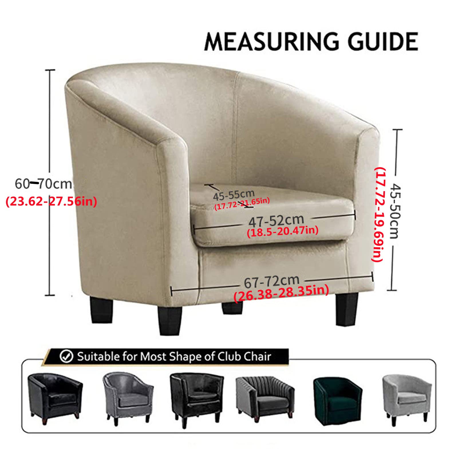 2-Piece Stretch Club Chair Slipcover Set - Printed Round Barrel Swivel Armchair Covers, Sofa Protector for Living Room, Bedroom, Office - Easy Fit Furniture Protector for Home Decor