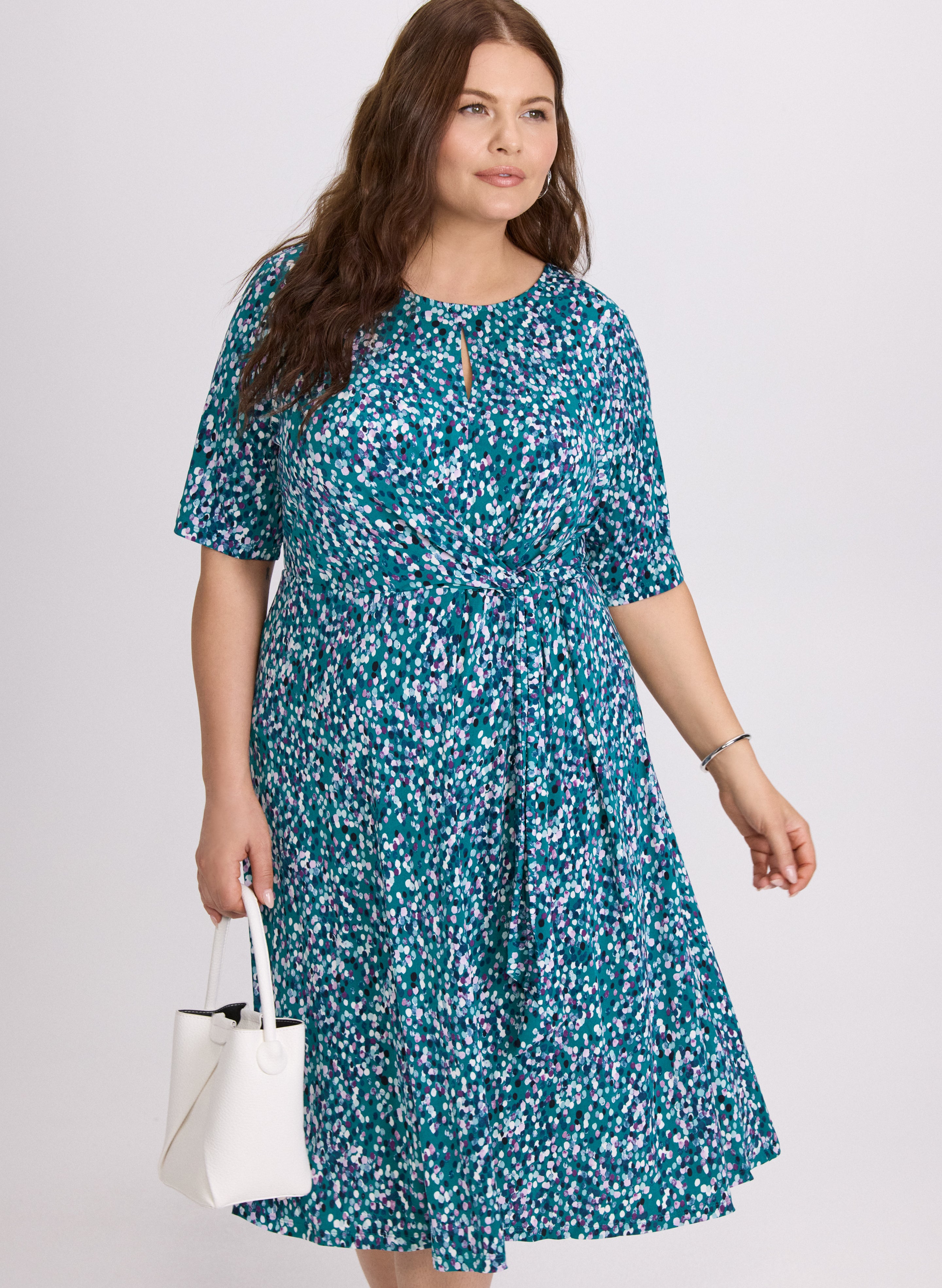 Dot Print Dress - Blue Floral Pattern Plus Size 9010101 6455 490 | Casual Summer Dress for Women, Perfect for Beach, Party & Office Wear