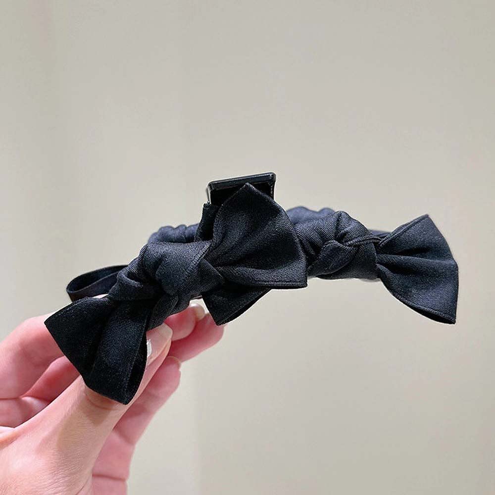Elegant Big Bow Hair Barrettes for Women - Acrylic Satin Hair Claw Clip, Handmade Ribbon Bowknot Hair Accessories (Black) - Perfect for Parties, Weddings, and Everyday Styling