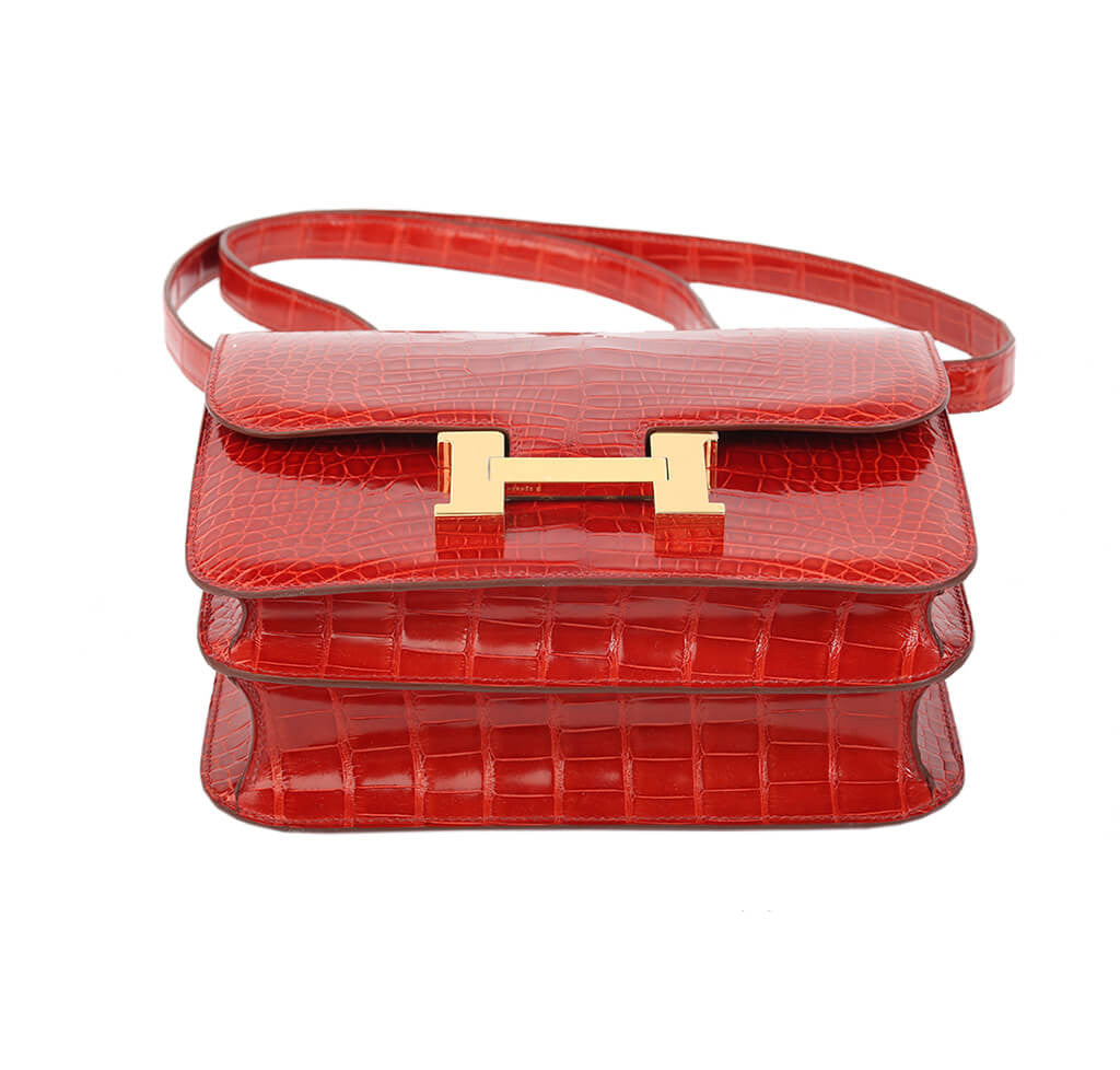 Luxury Hermès Constance 24 Handbag in Sanguine Alligator Leather - Elegant Designer Shoulder Bag for Women | Perfect for Parties, Weddings & Special Occasions