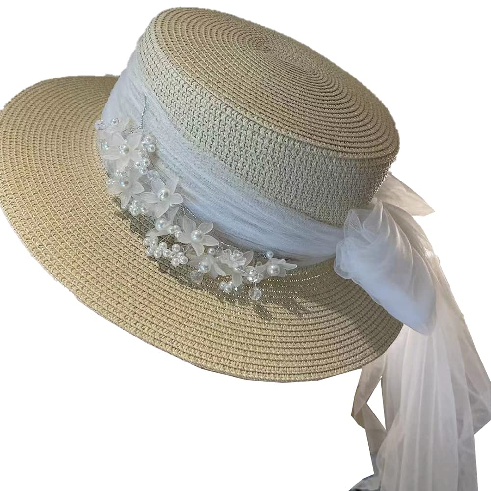 Stylish UV Protection Straw Beach Sun Hats for Women & Men - Summer Fedora Boater Hats with Wide Brim - Perfect for Outdoor Activities, Vacations, and Sun Protection