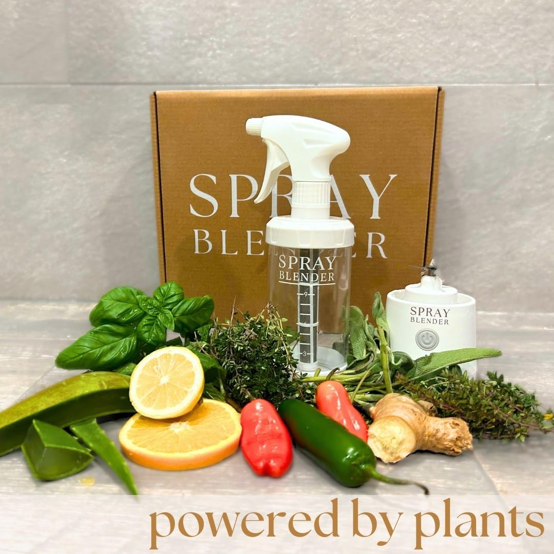 Electric Blender & Glass Spray Bottle Kit for Homemade Plant-Based Sprays - BPA-Free, Food-Grade for BBQ, Grilling & Kitchen Use - Quick & Easy DIY Essential Oil, Vinegar & Cooking Sprays