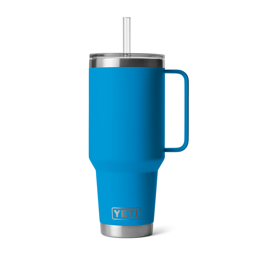 42 oz Rambler® Insulated Stainless Steel Mug with Straw Lid - Big Wave Blue - Perfect for Outdoor Adventures, Camping, and Travel