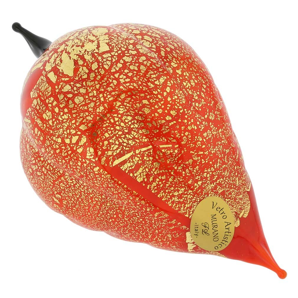 Authentic Murano Glass Bird Figurine - Handcrafted in Venice, Italy - Vibrant Orange Decorative Collectible for Home & Office Décor