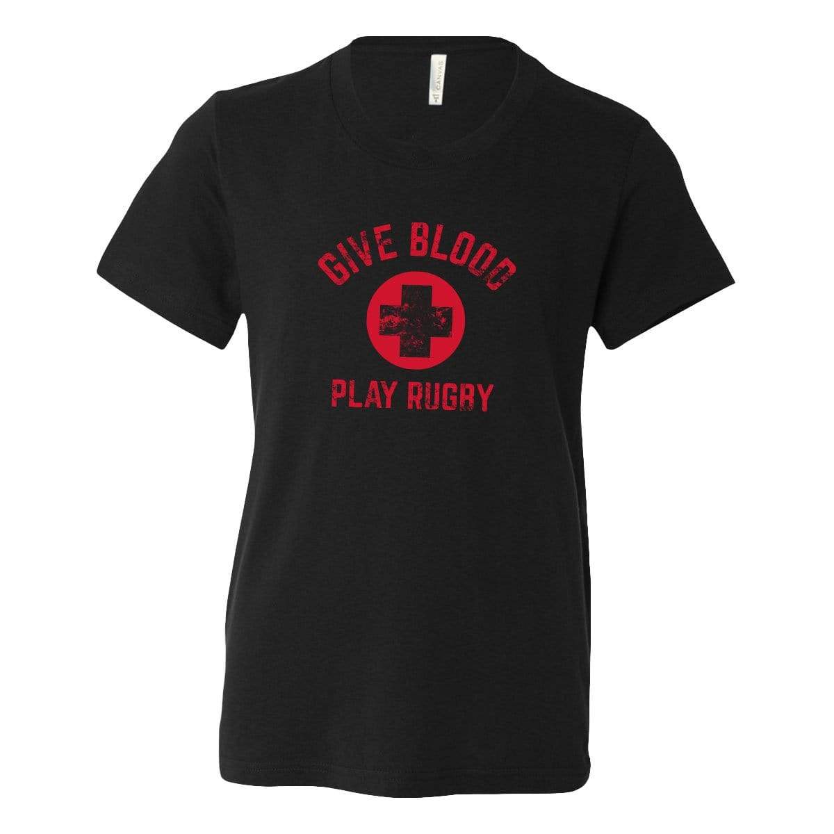 Give Blood Play Rugby Youth T-Shirt - Soft Cotton Rugby Tee for Boys & Girls - Perfect for Rugby Games, Sports Events & Casual Wear