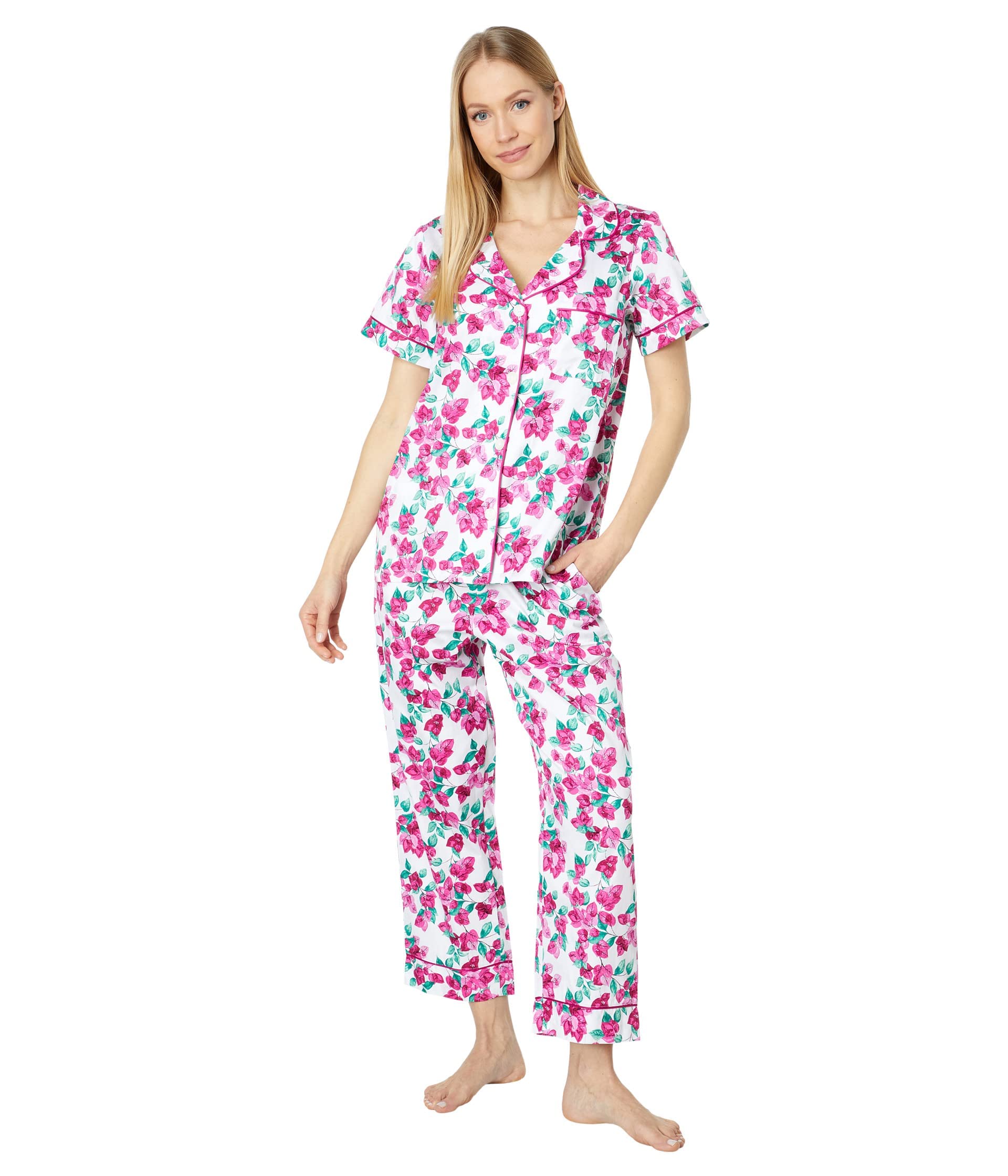 BedHead Pajamas Women's Short Sleeve Cropped Pajama Set - Soft Cotton Sleepwear for Lounge & Vacation - Perfect for Sleepovers, Relaxing at Home, and Summer Nights