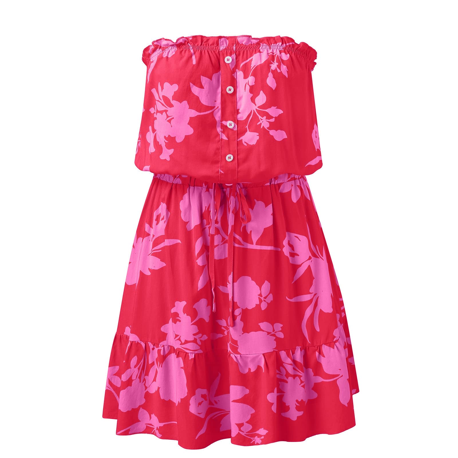 Women's Strapless Smocked Sundress - Summer Beach T-Shirt Dress for Casual Wear & Vacation Outfits | Perfect for Beach Trips, Pool Parties & Date Nights