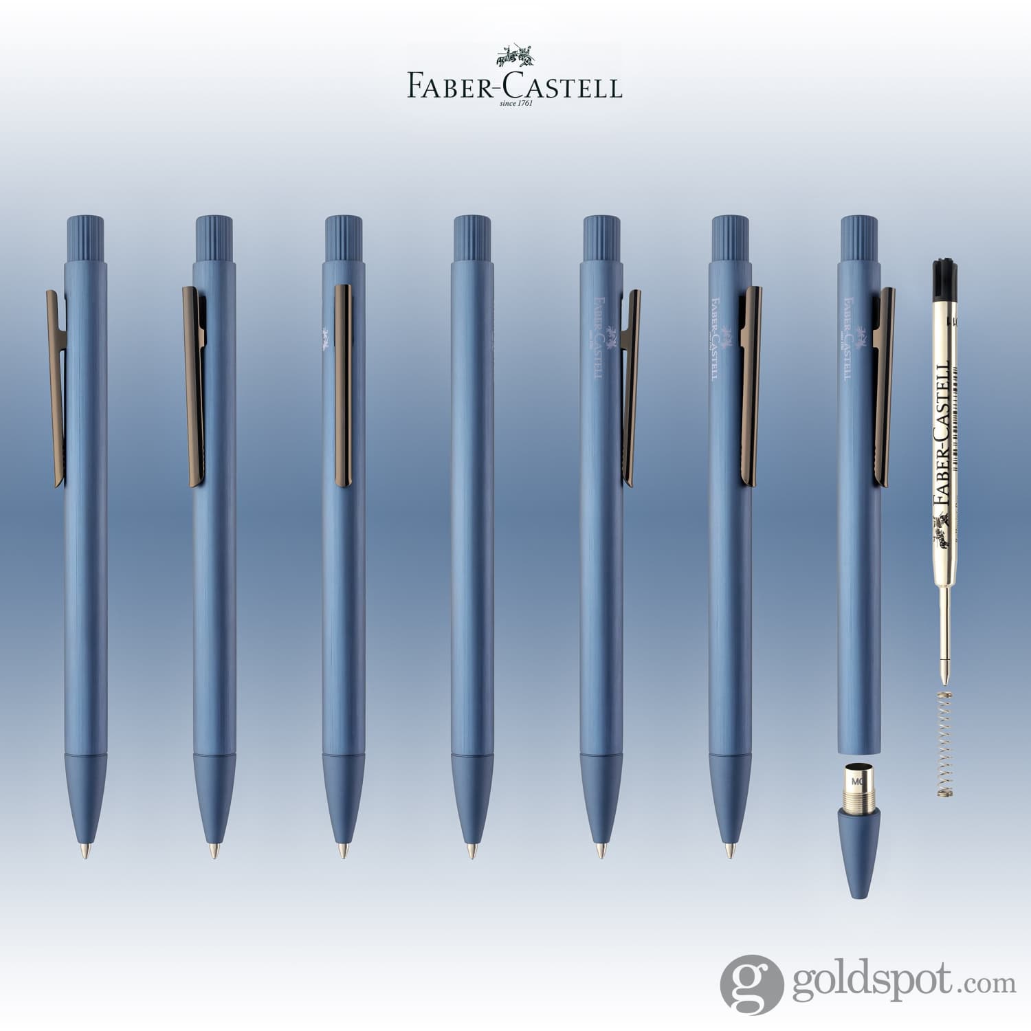 Faber-Castell Design Neo Slim Aluminum Ballpoint Pen - Dark Blue - Premium Writing Instrument for Office, School & Business Gifts