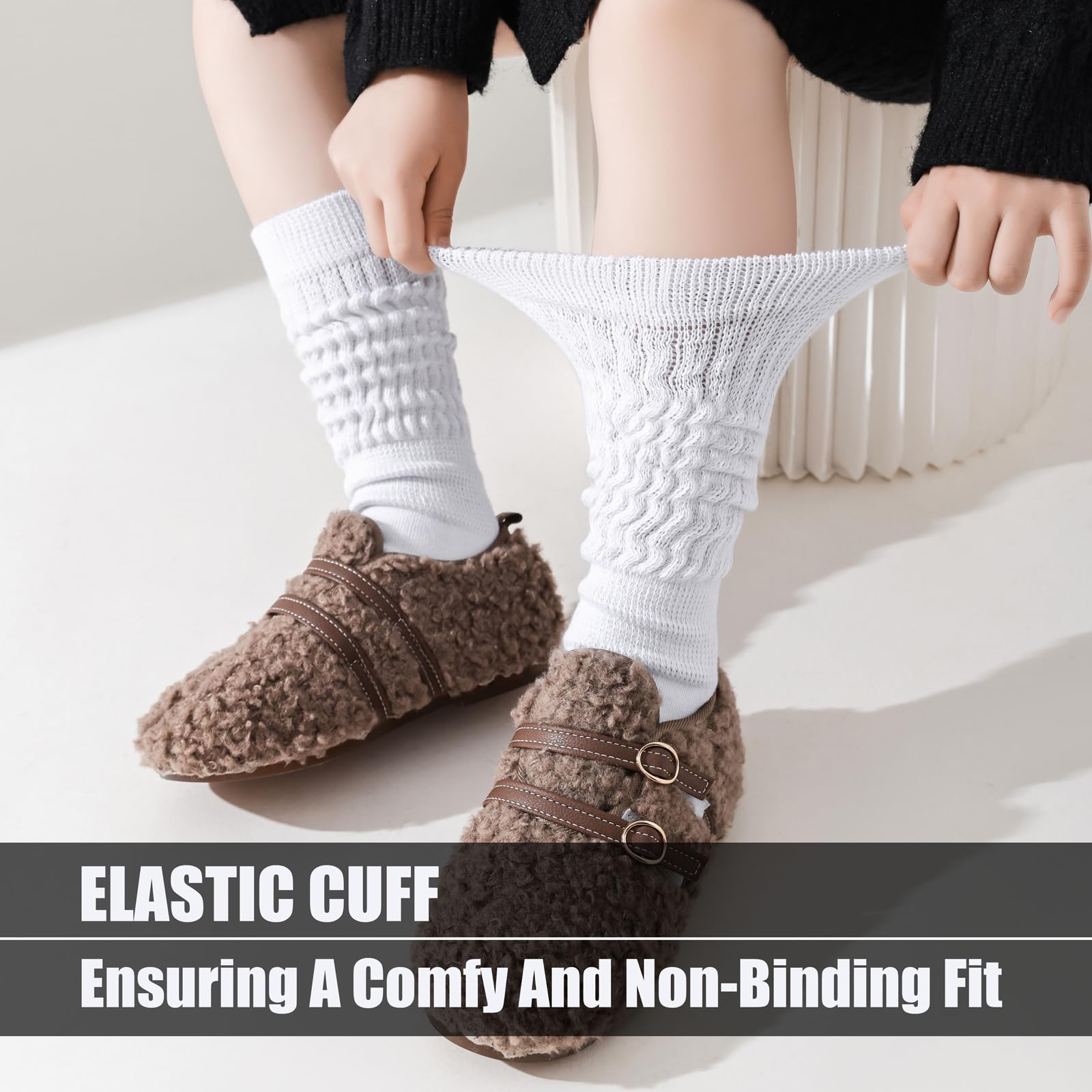 Girls Slouch Socks - Soft Warm Knee High Scrunch Socks for Kids (2-3 Pairs) | Perfect for School, Winter Boots & Casual Outfits