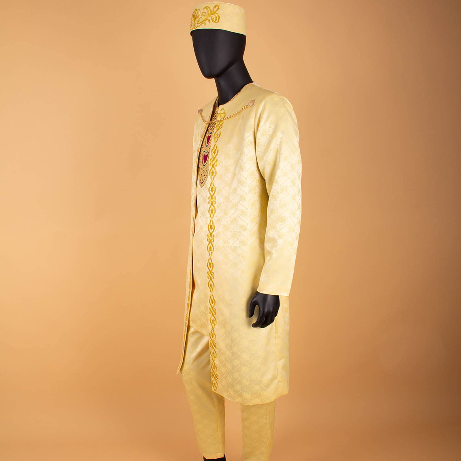African Dashiki Outfits for Men - 4 Piece Set with Embroidered Jacket, Shirt, Pants & Hat | Traditional Wedding & Evening Wear | Cultural Attire for Special Occasions