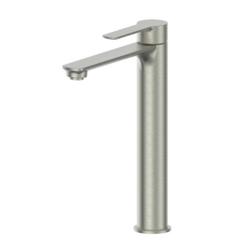 Greens Astro II Tower Basin Mixer - Brushed Nickel PVD Finish, Modern Bathroom Faucet for Sink, Single Handle Waterfall Spout, Perfect for Contemporary Home & Hotel Decor
