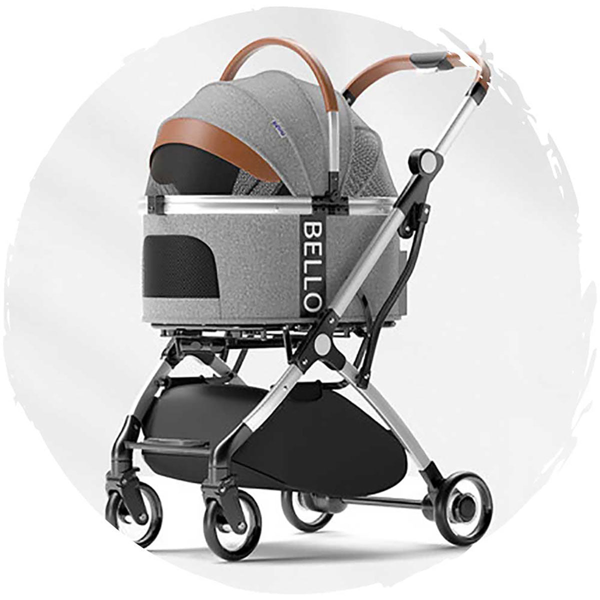 BELLO Aluminum Alloy Detachable Pet Stroller with Shock Absorption & Foldable Design - Holds Pets Up to 15kg (33lbs) | Perfect for Dog Walking, Cat Travel & Outdoor Adventures