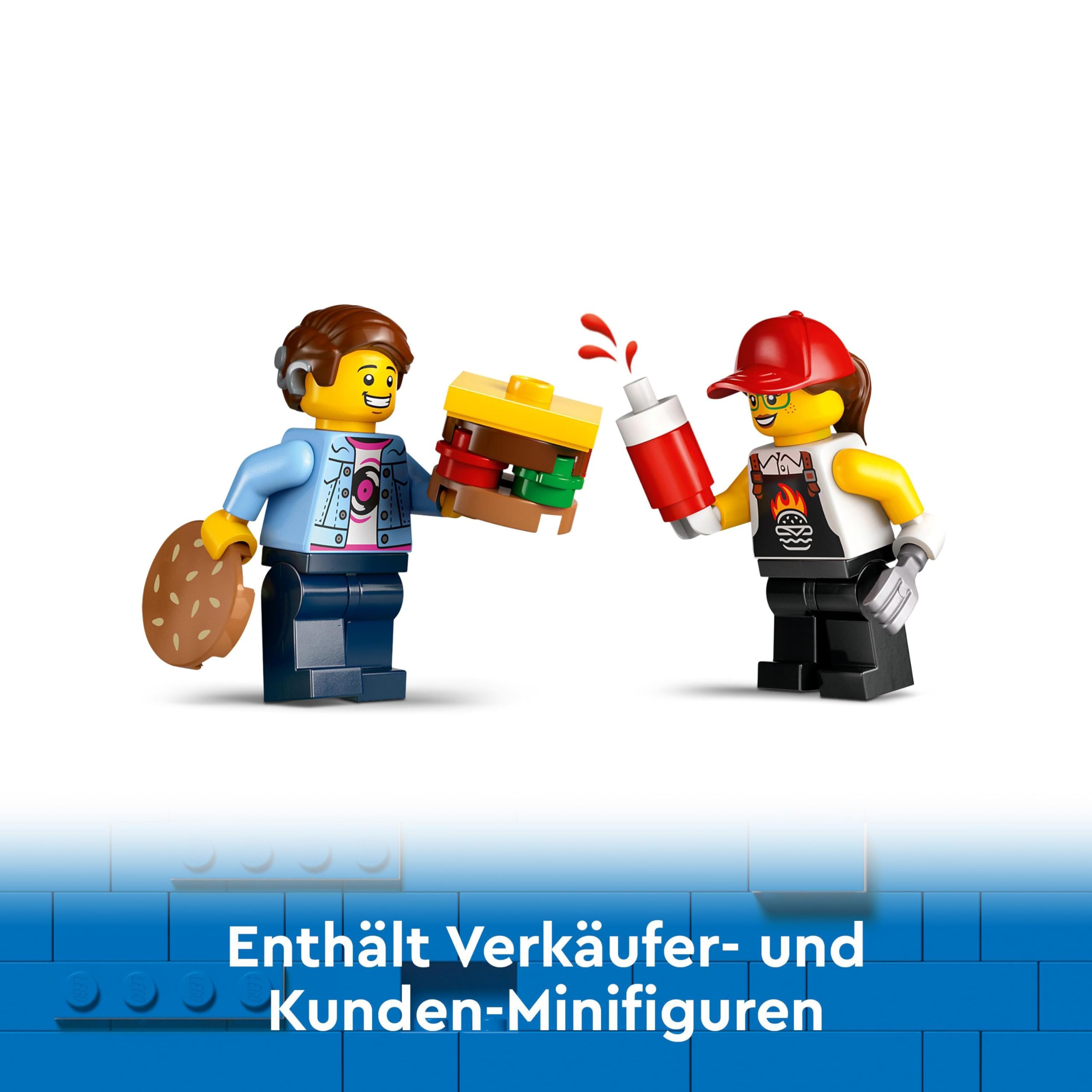 LEGO City Burger Truck Toy Building Set with Mini Figure & Accessories - Fun Gift for Boys & Girls Ages 5+ (Set 60404) - Pretend Play, Birthday & Holiday Gift Idea