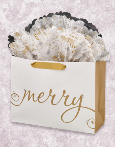 Sparkling Merry Christmas Gift Bags - Elegant Holiday Party Favor Bags for Gifts, Treats & Goodies - Perfect for Christmas Parties, Stocking Stuffers & Secret Santa Exchanges