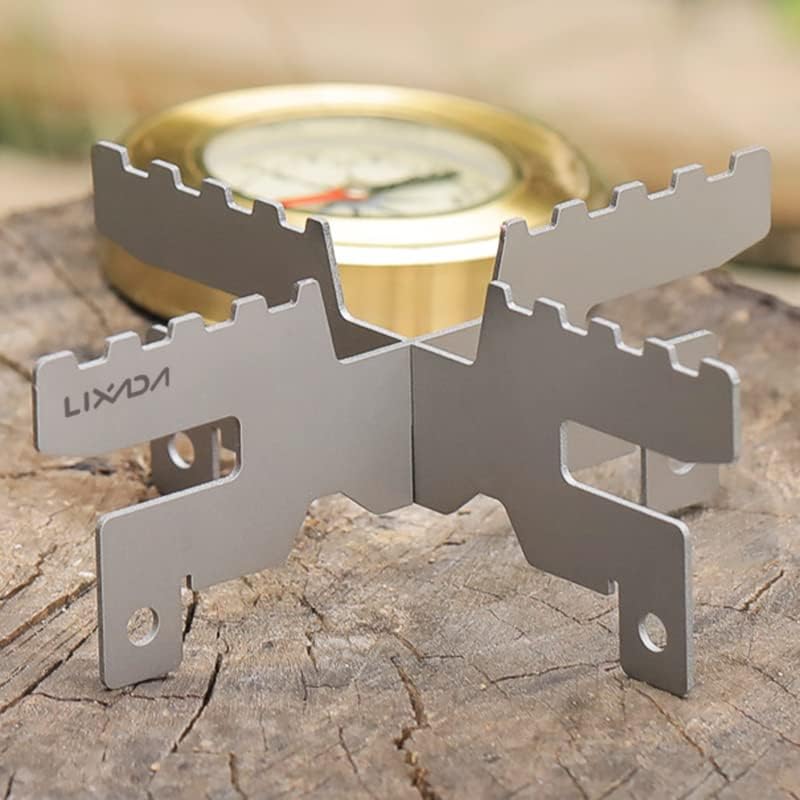 Lixada Mini Lightweight Titanium Alcohol Stove Support Bracket - Portable Cross Stand Rack for Outdoor Camping, Backpacking, Hiking & Picnics - Perfect for Ultralight Backpacking Gear and Wilderness Adventures
