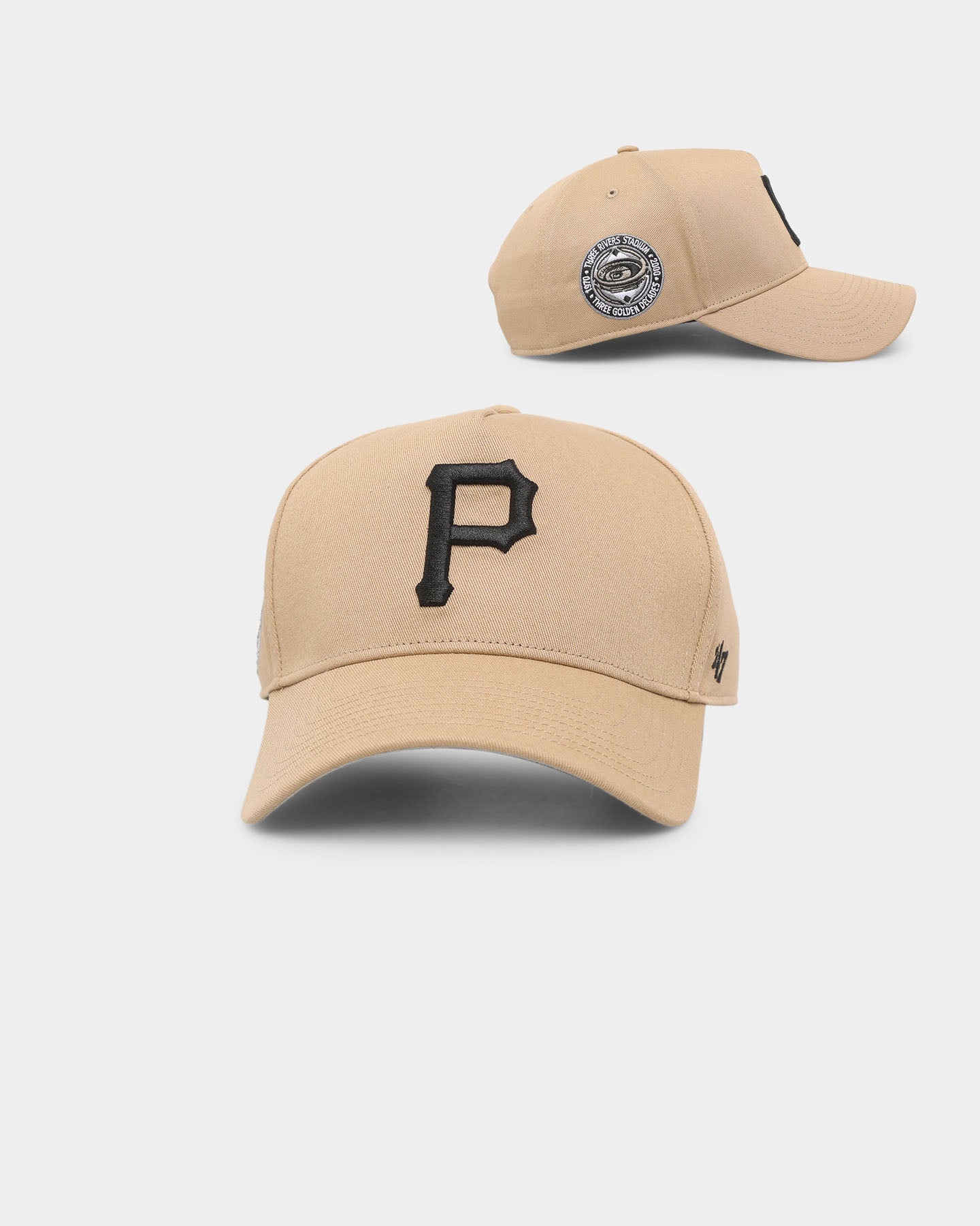 47 Brand Pittsburg Pirates 'Khaki Stadium' Sure Shot 47 MVP DT Snapback Hat - Khaki/Black Adjustable Baseball Cap for Men & Women - Perfect for Sports Games, Casual Wear & Fan Collections
