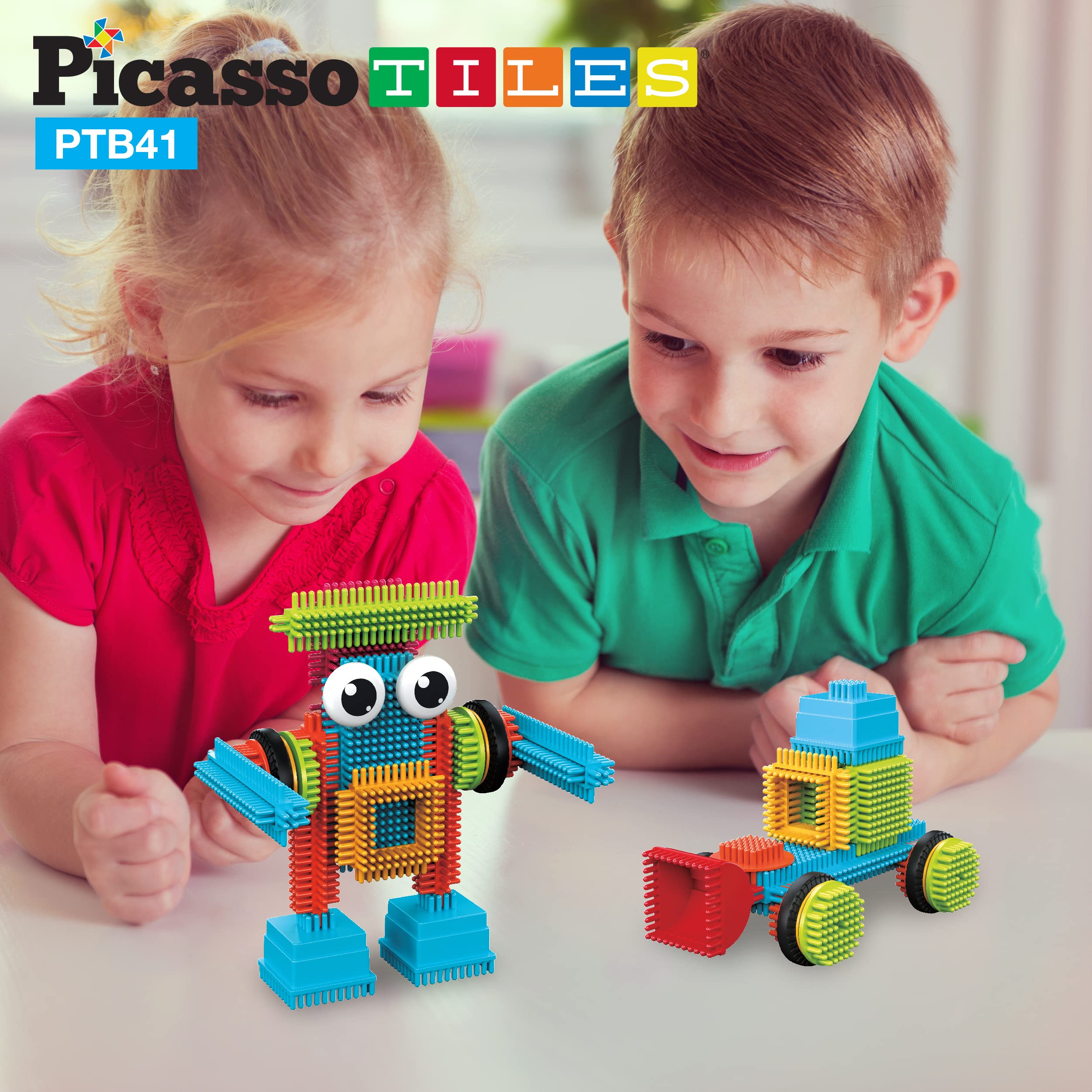 Picasso 41pc Hedgehog Blocks STEM Toy Set for Kids - Preschool Learning & Brain Development