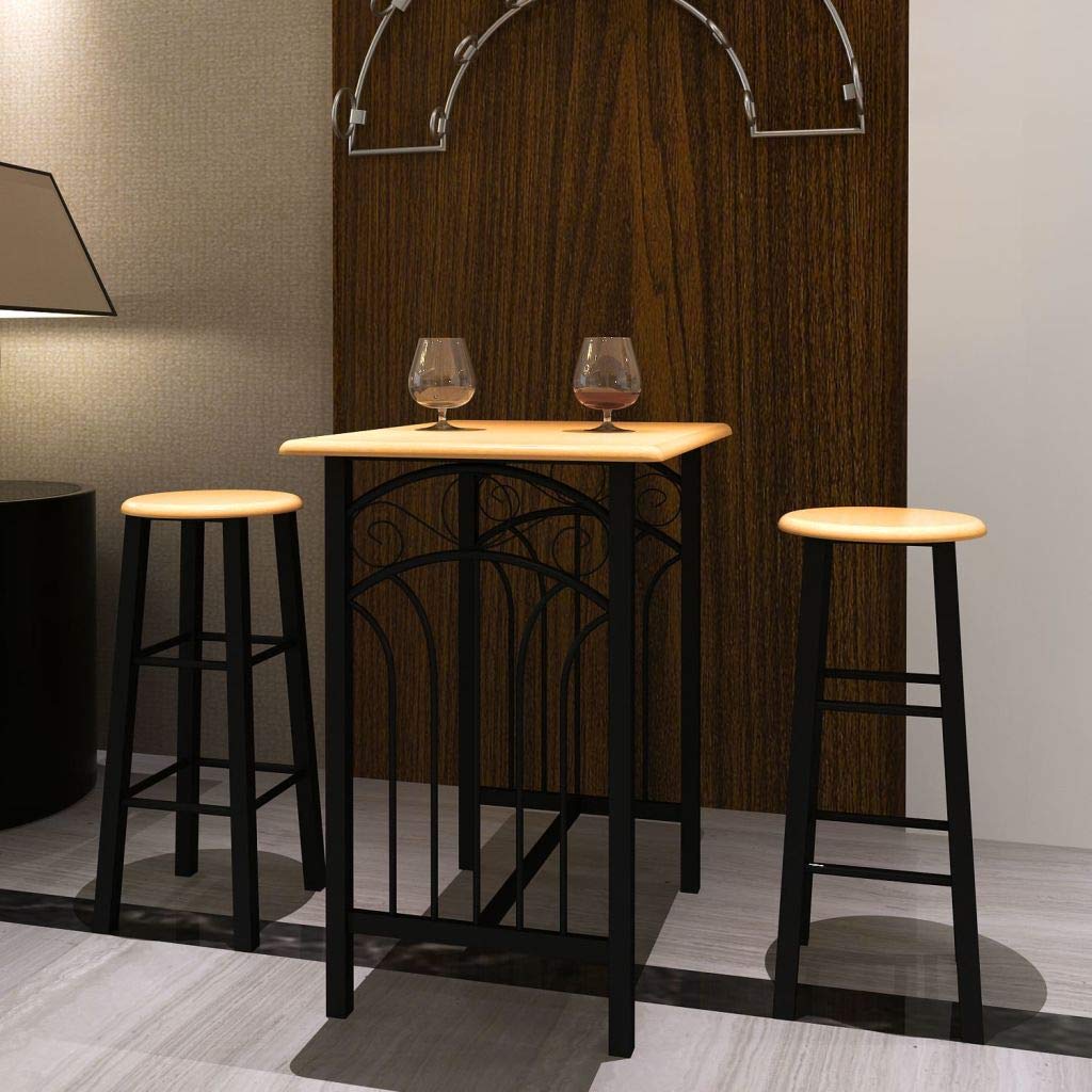 Festnight 3-Piece Dining Table Set with 2 Stools - Modern Bistro Breakfast Bar Set for Kitchen, Pub & Small Space Dining - Perfect for Apartments, Patios & Home Decor