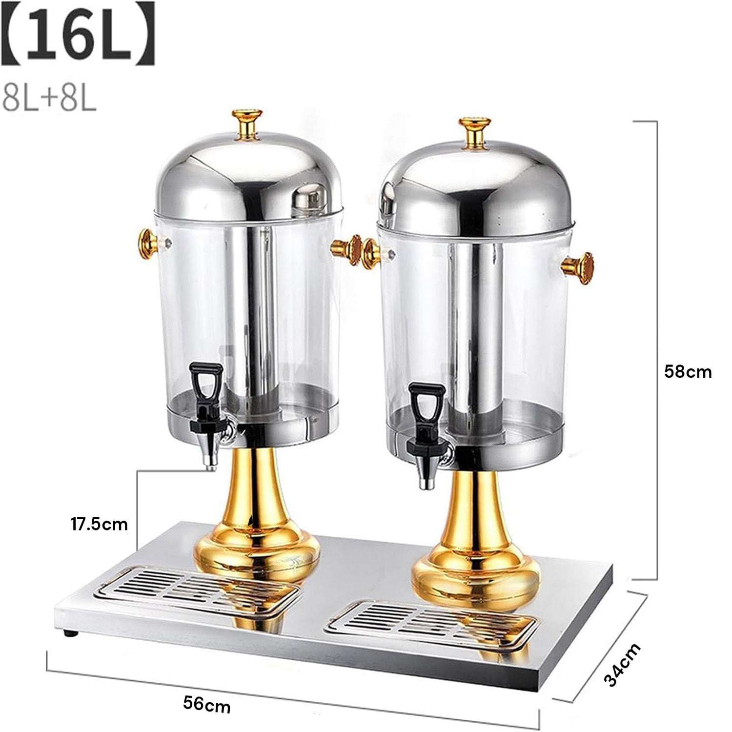 16L Commercial Restaurant Buffet Beverage Dispenser - Stainless Steel Juice Drink Container with Spigot for Parties, Catering & Events