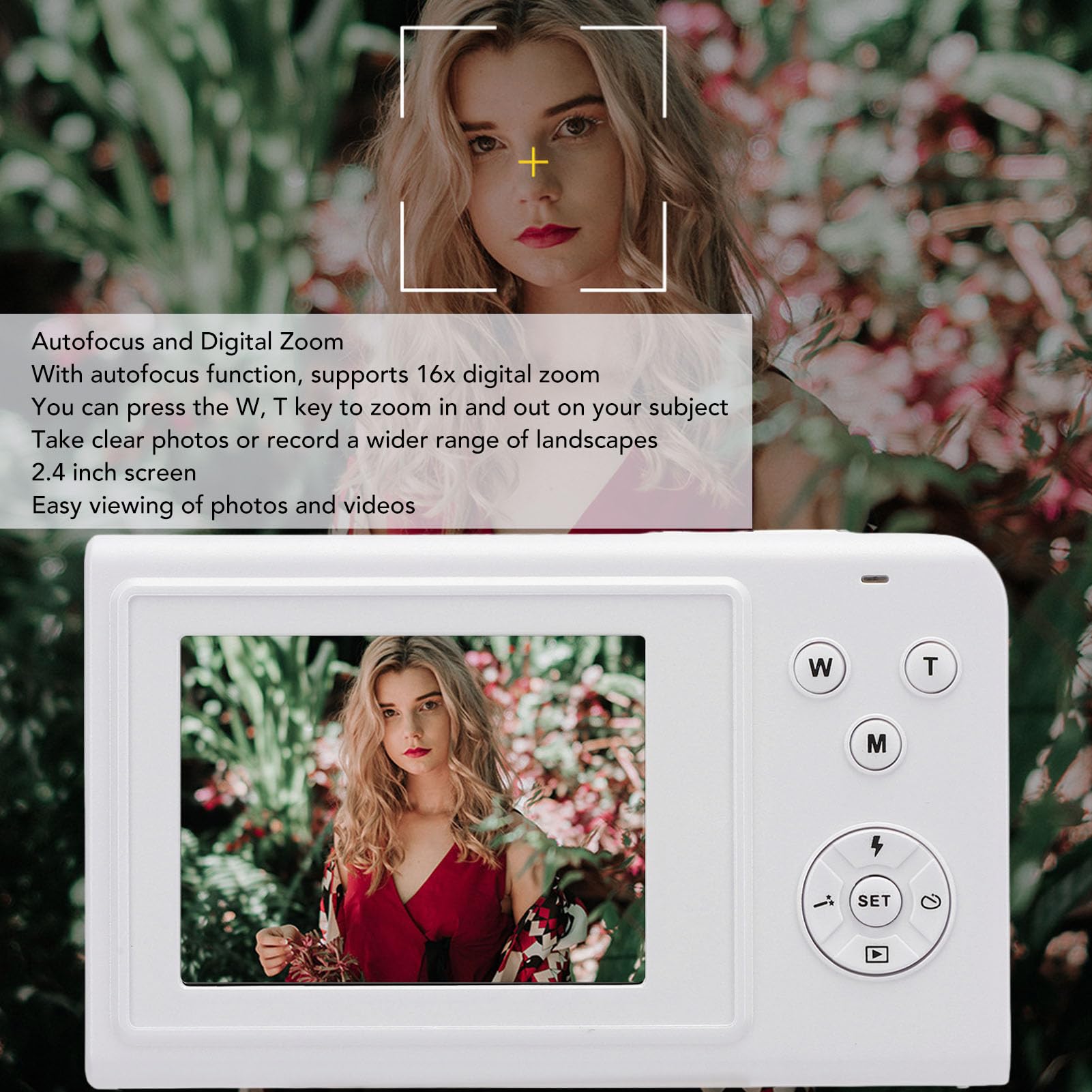 4K 56MP Digital Camera with 16x Zoom - Compact Vlogging Camera for Travel, YouTube & Content Creation - Perfect for Beginners, Teens & Adults (White) - Great for Vlogging, Travel Photography & Everyday Use