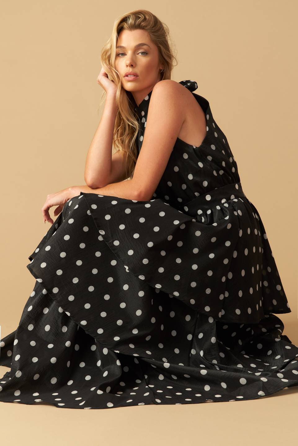 Polka Dot Halter Maxi Dress for Women - Flowy Summer Beach Dress for Vacations, Parties & Date Nights
