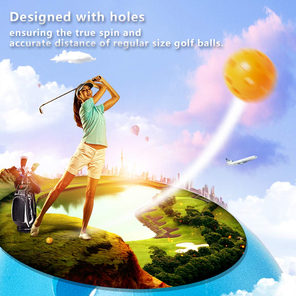 THIODOON 40mm Hollow Practice Golf Balls - 12 Pack Plastic Air Flow Swing Training Balls for Driving Range, Backyard & Outdoor Golf Games - Perfect for Adults & Kids (Ideal for Home Practice, Backyard Drills & Golf Skill Improvement)