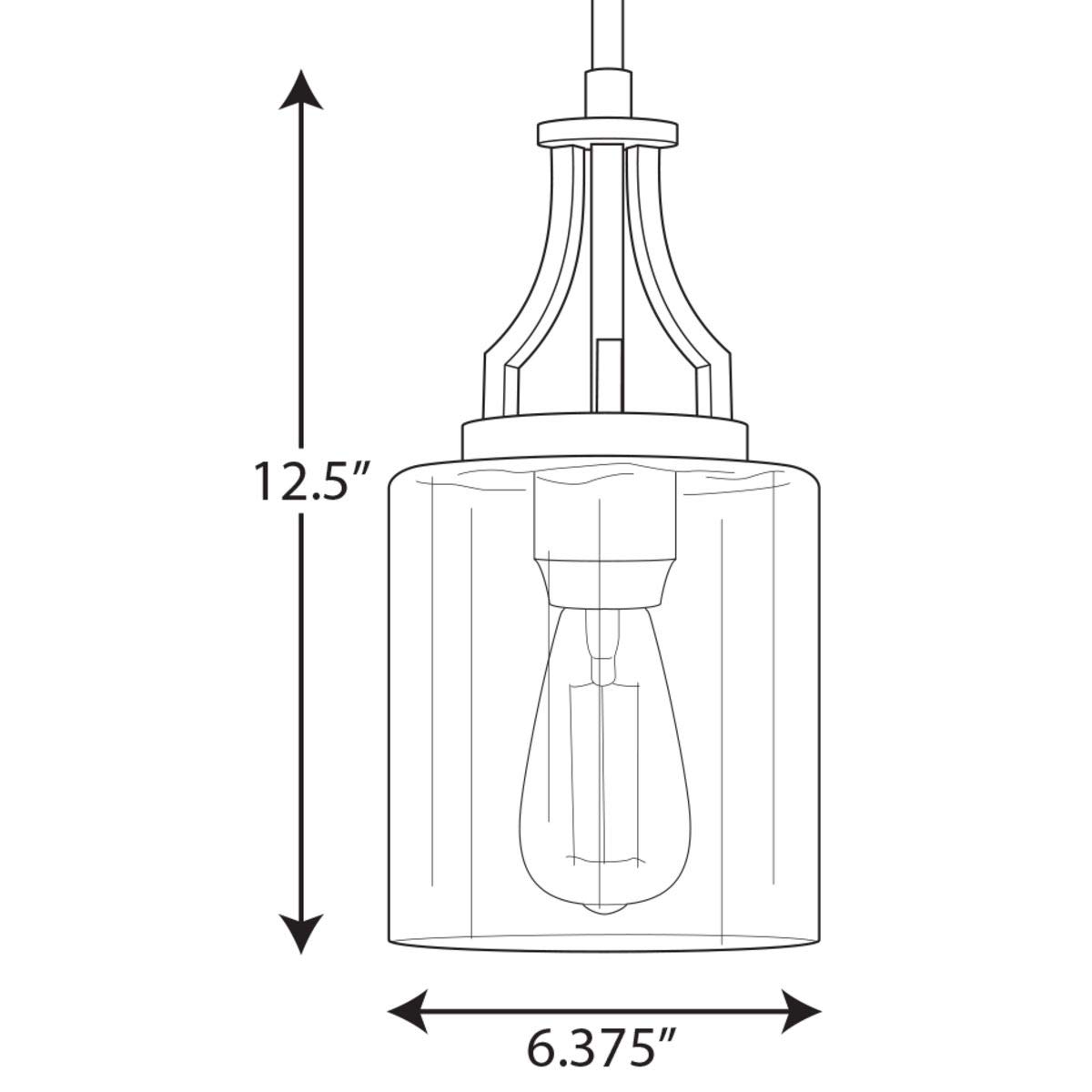 Lassiter Collection 1-Light Clear Glass Modern Pendant Light Fixture - Matte Black Finish for Kitchen Island, Dining Room, and Living Room Lighting