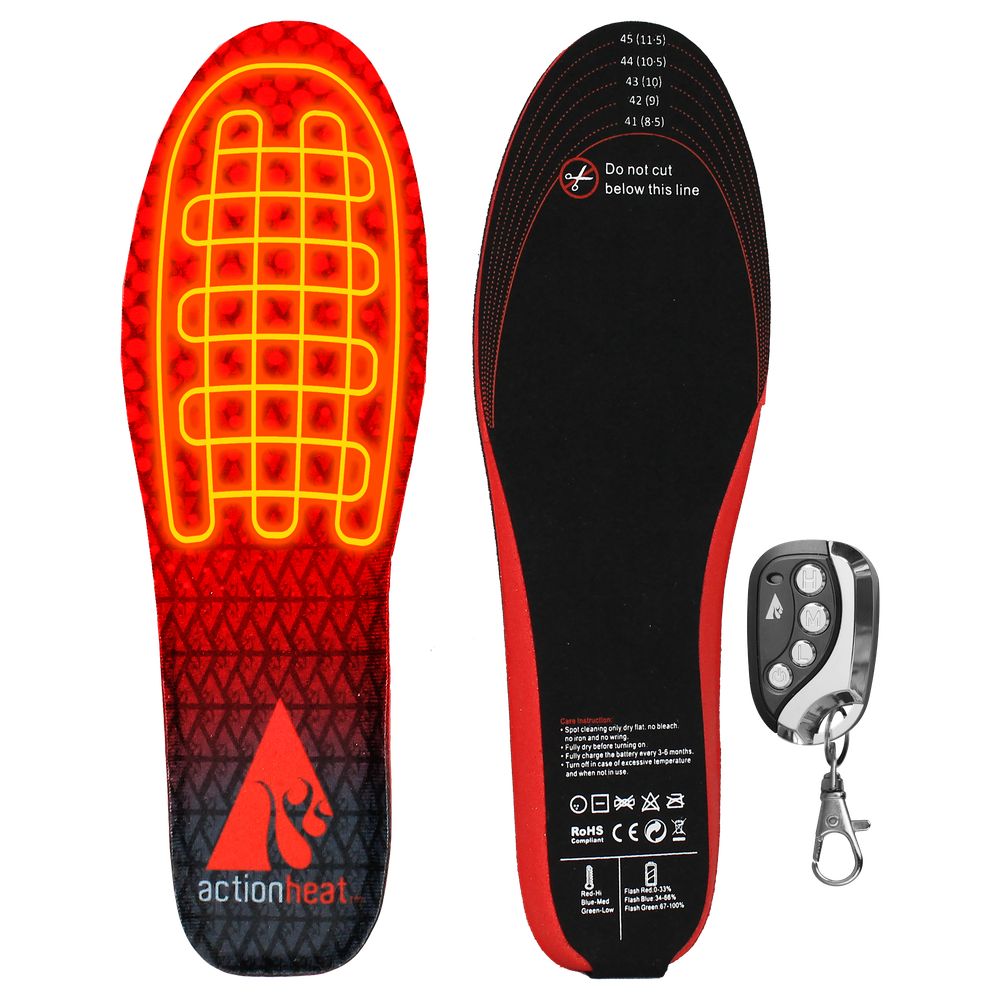 ActionHeat AH INS LI 01 SM Rechargeable Heated Insoles for Adults - Warm Winter Boot Inserts for Hiking, Skiing & Cold Weather Outdoor Activities