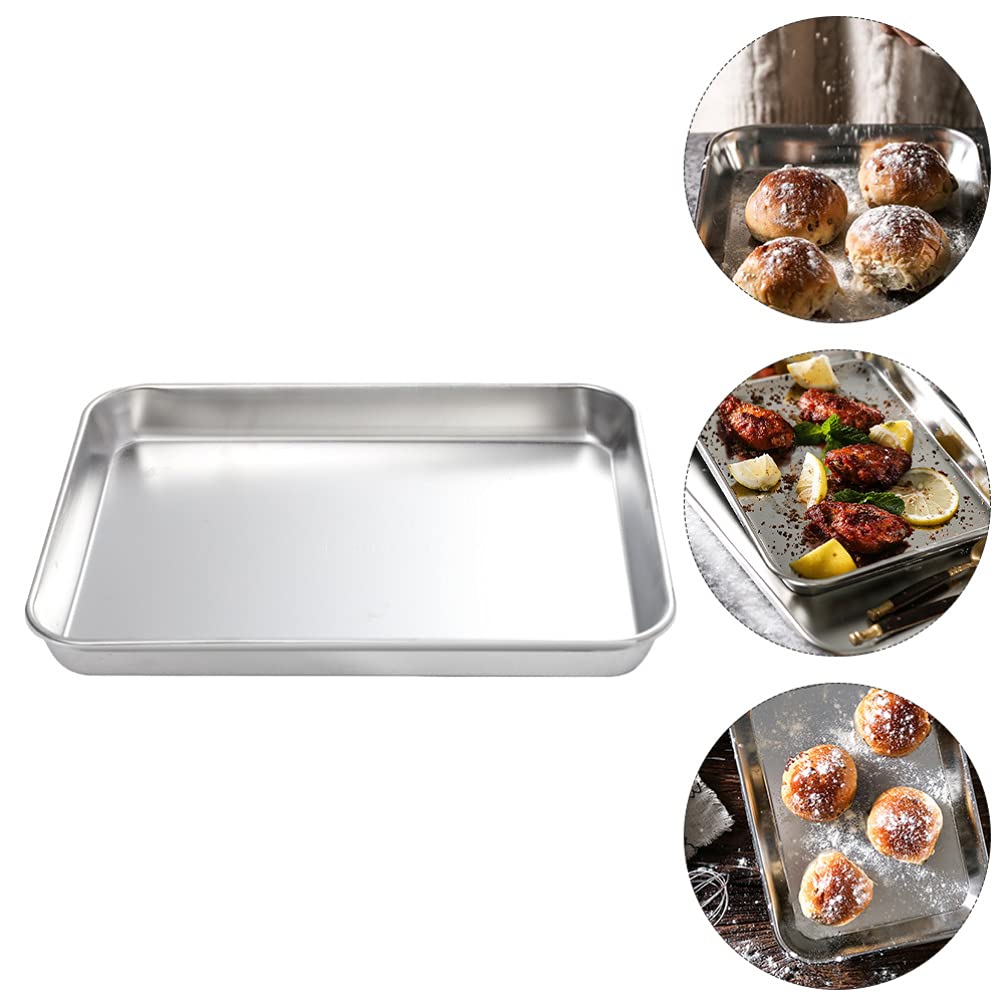 DOITOOL Stainless Steel Baking Sheet Pan - 12x16 Inch Rectangular Cookie Tray for Toaster Oven, Fruitcake, Cookies | Durable Metal Bakeware for Kitchen Cooking, Baking & Serving | Perfect for Parties, Tea Time & Holiday Desserts