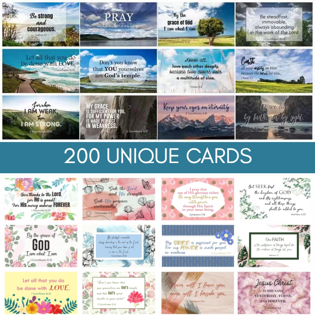 BRYTEFY 200 Bible Verse Prayer Cards - Inspirational Christian Gifts for Women & Men | Bible Study & Daily Devotion