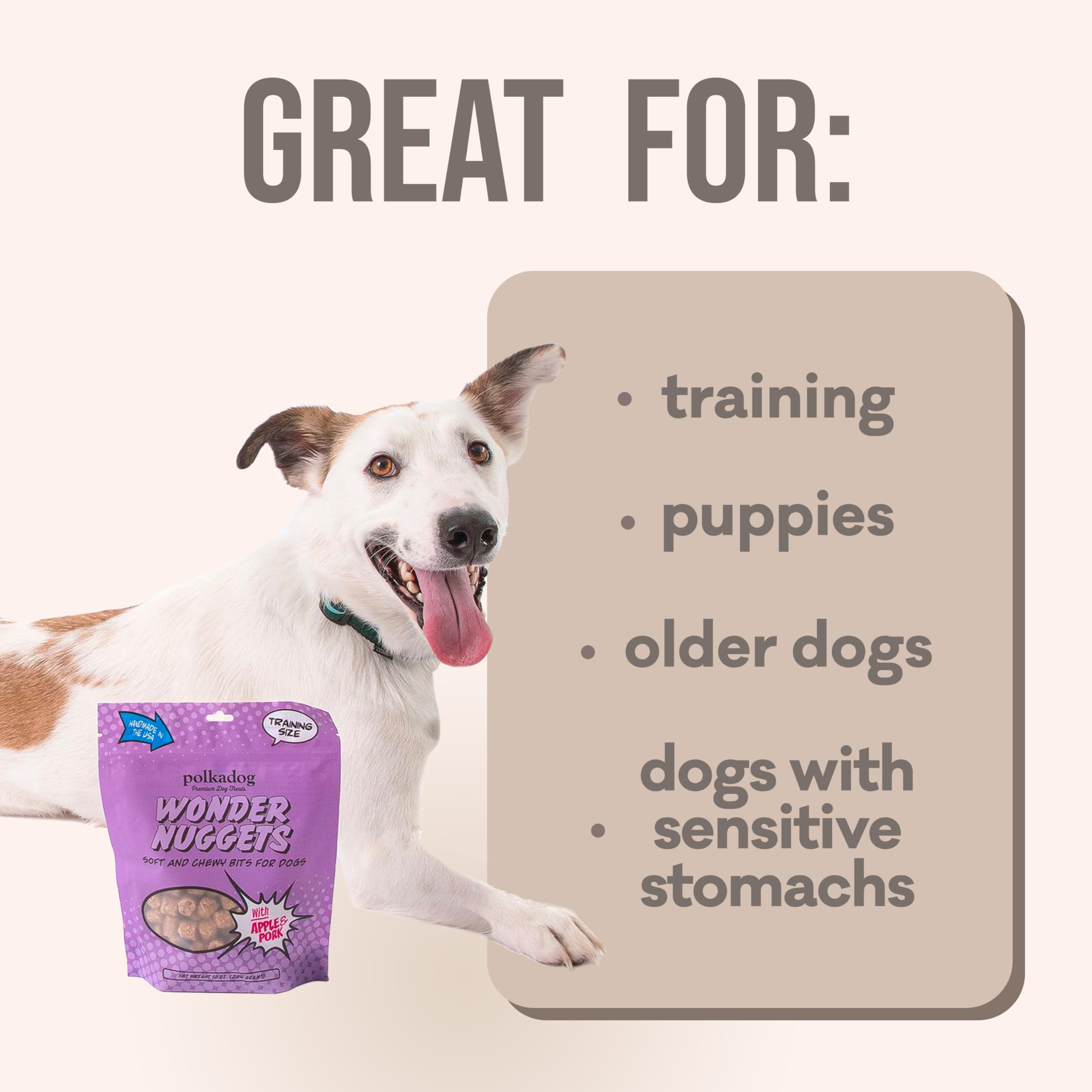 Polkadog All-Natural Pork & Apple Wonder Nuggets Dog Treats – Healthy, Handmade Soft & Chewy Training Snacks for Puppies & Adult Dogs – Grain-Free Bite-Sized Rewards – Perfect for Obedience Training & Positive Reinforcement – 10oz Bag