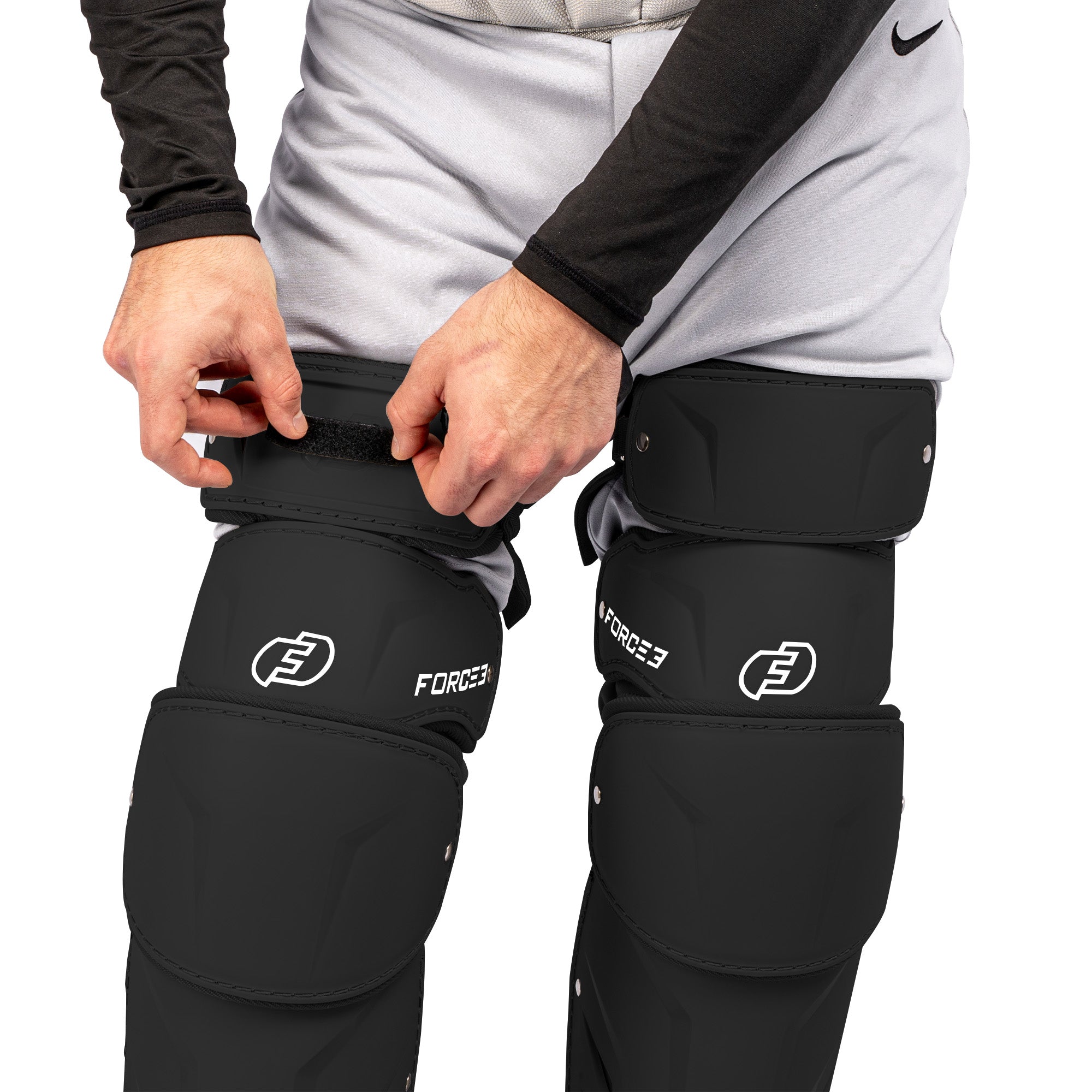 FORCE3 XS3® PRO ELITE Baseball Catcher Leg Guards - Lightweight Protective Gear for PitchCom® System - Perfect for Intermediate Players & Youth Leagues