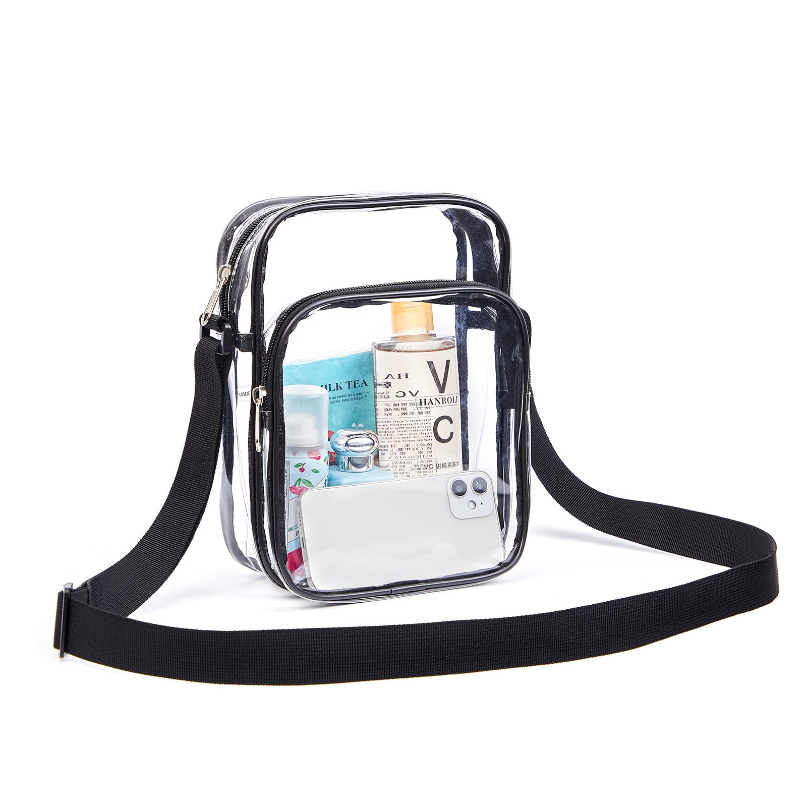 Clearworld Clear Stadium Bag for Concerts & Sports Events - Transparent Crossbody Purse with Adjustable Strap | Perfect for Music Festivals, Theme Parks & Security Checkpoints