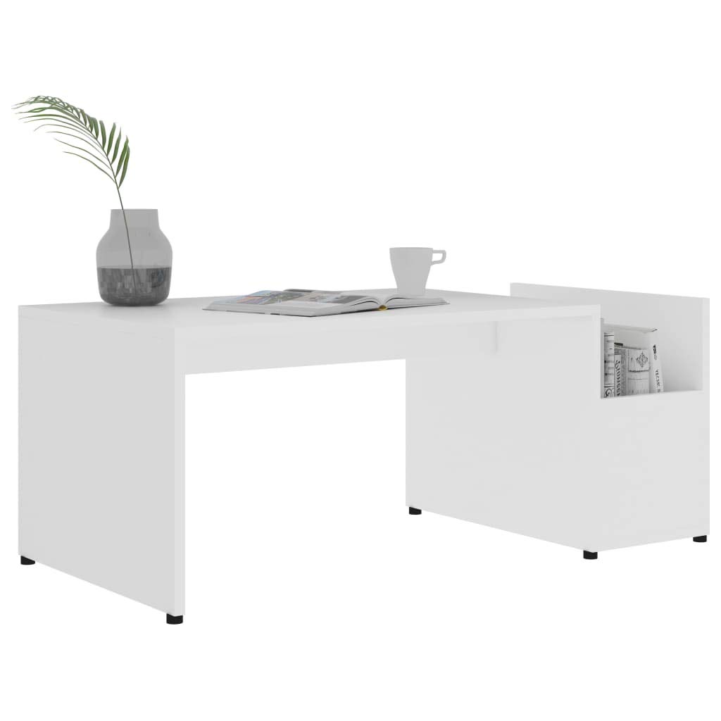 CHARMMA White Coffee Table 35.4 x 17.7 x 13.8 Inches - Lightweight Chipboard Design (14.3 kg) - Perfect for Living Room, Office & Small Spaces