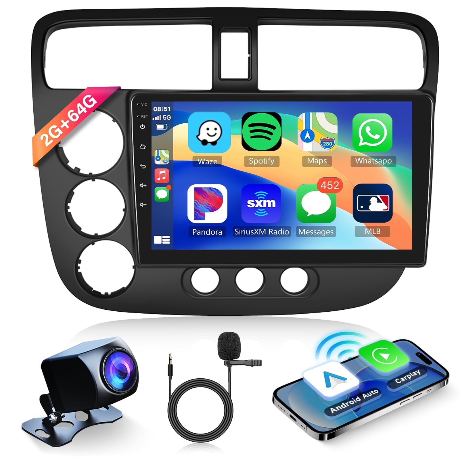 2G 64G Android Car Stereo for Honda Civic 2001-2005 | 9