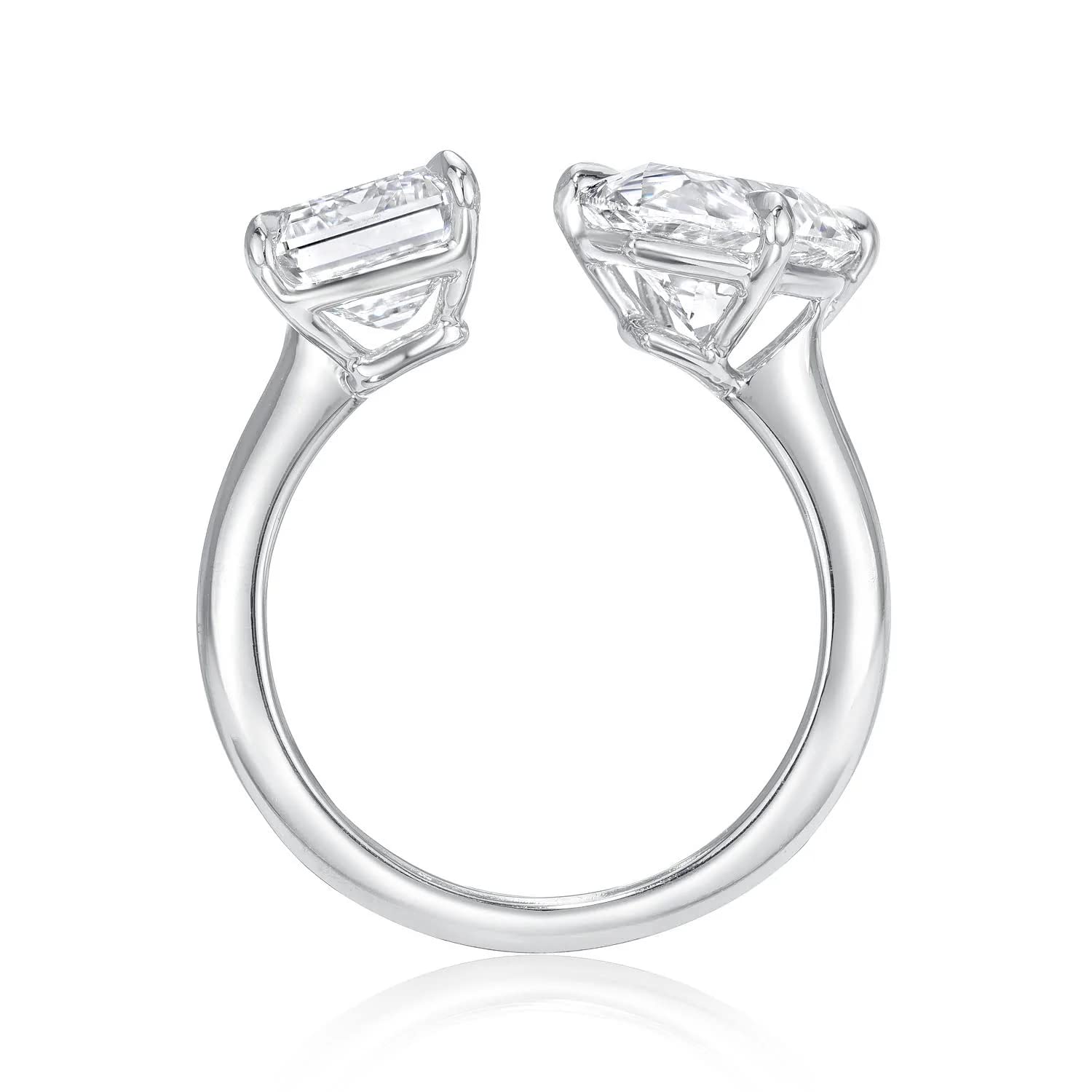 3 Carat Emerald & Pear Moissanite Engagement Ring Set for Women - Handmade Wedding Bridal Toi Et Moi Solitaire Ring in Sterling Silver, 10K/14K/18K Solid Gold - Stackable Anniversary Promise Gift for Her - Perfect for Proposals, Weddings & Romantic Occasions