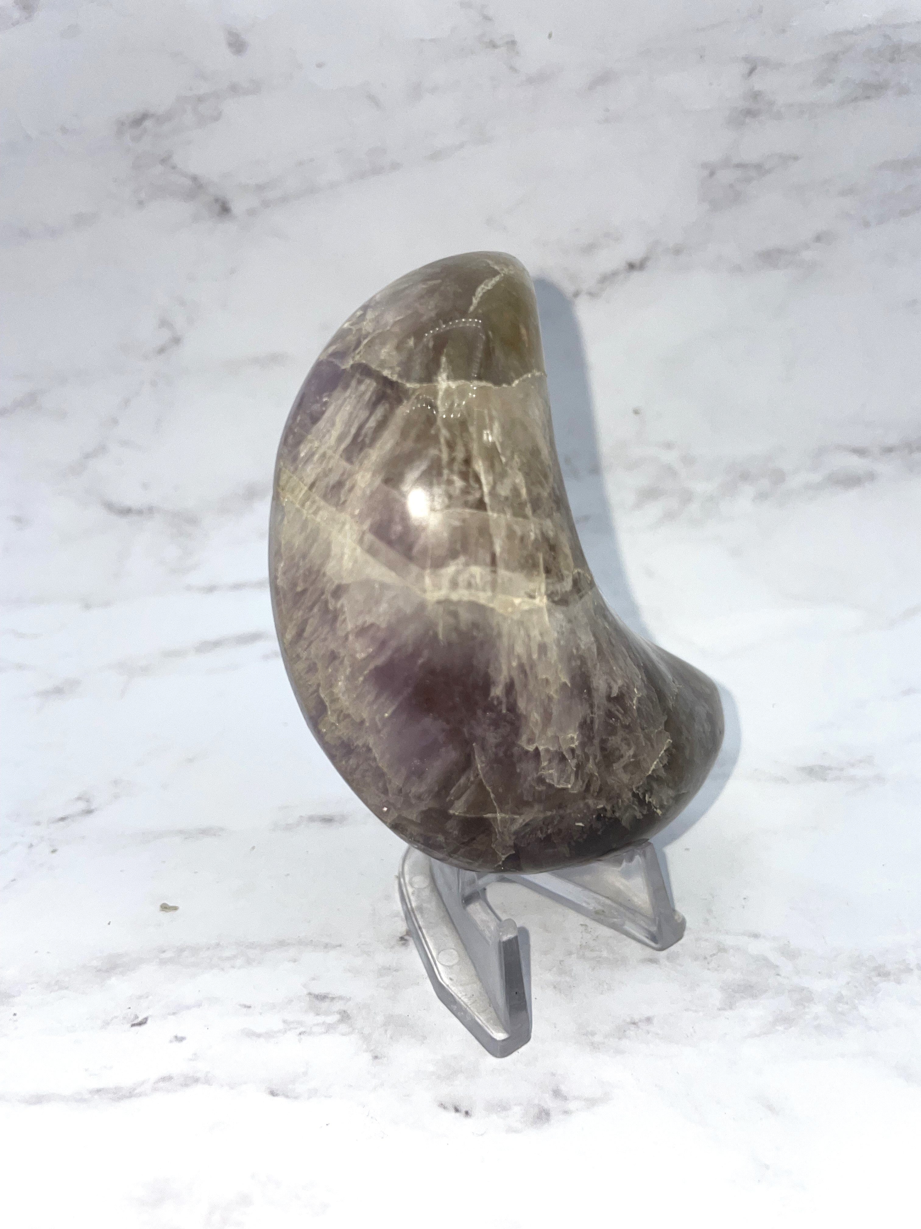 Natural Ametrine Moon Carving - Healing Crystal for Meditation, Reiki & Spiritual Decor | Perfect for Home, Office & Yoga Space
