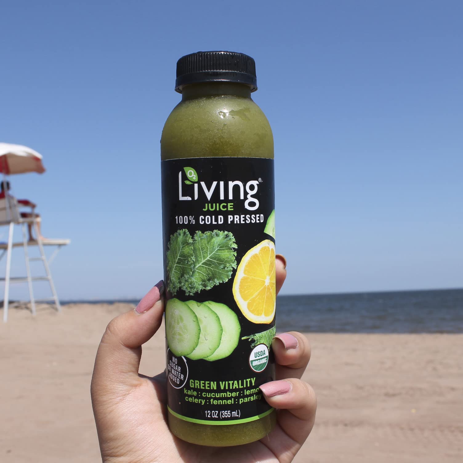 O2 Living Cold Pressed Organic Juice – Low-Calorie Detox Drink with 7 Vegetable Servings, Immunity Booster & Vitamin-Packed Fruity Beverage | Green Vitality 12-Pack (12oz) – Perfect for Post-Workout Recovery, Daily Wellness & Healthy Lifestyle