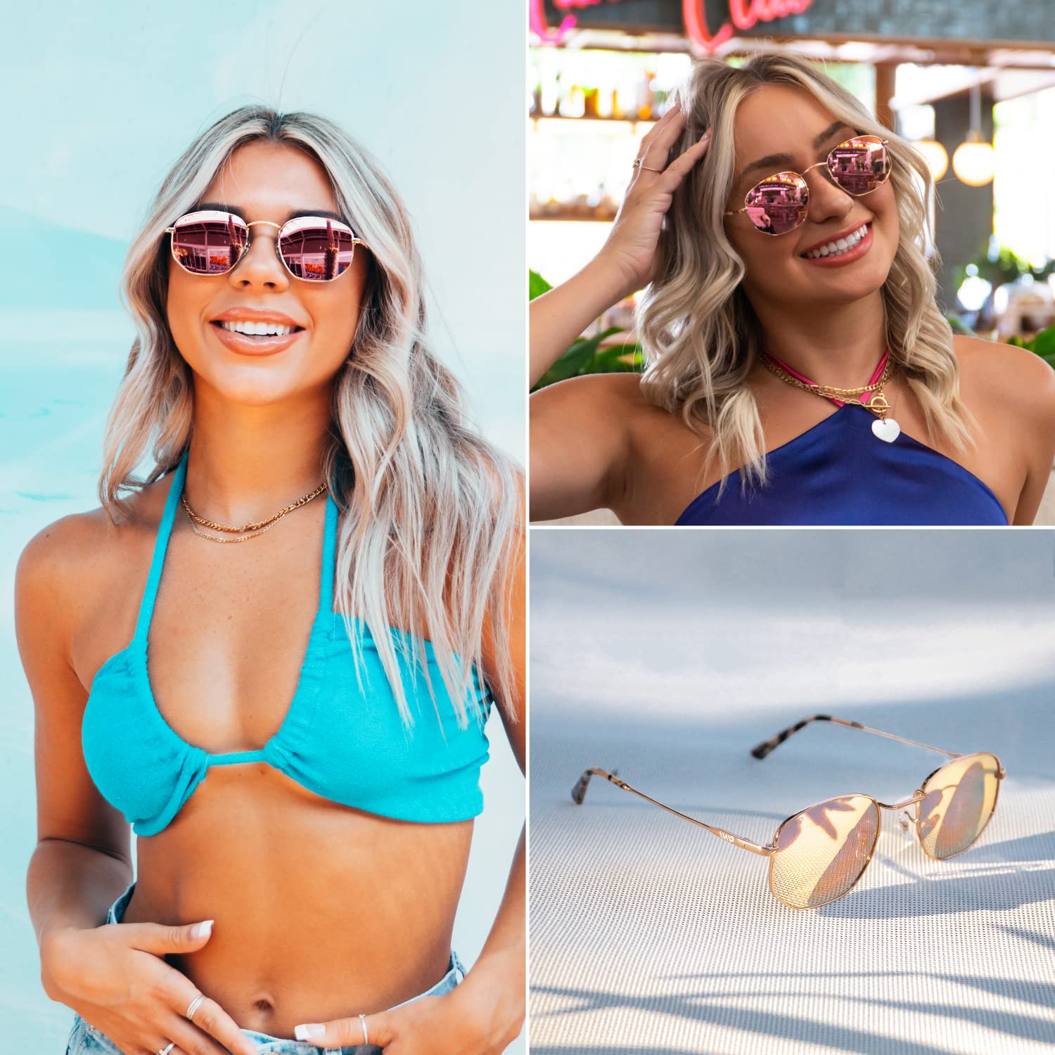 WearMe Pro Polarized Hexagon Retro Sunglasses for Men & Women - UV Protection, Fashion Round Frame - Perfect for Driving, Beach & Outdoor Activities